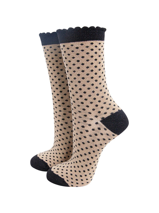 Polka-Dots-Combed-Cotton-Glitter-Socks-in-Black-Gold-mannequin