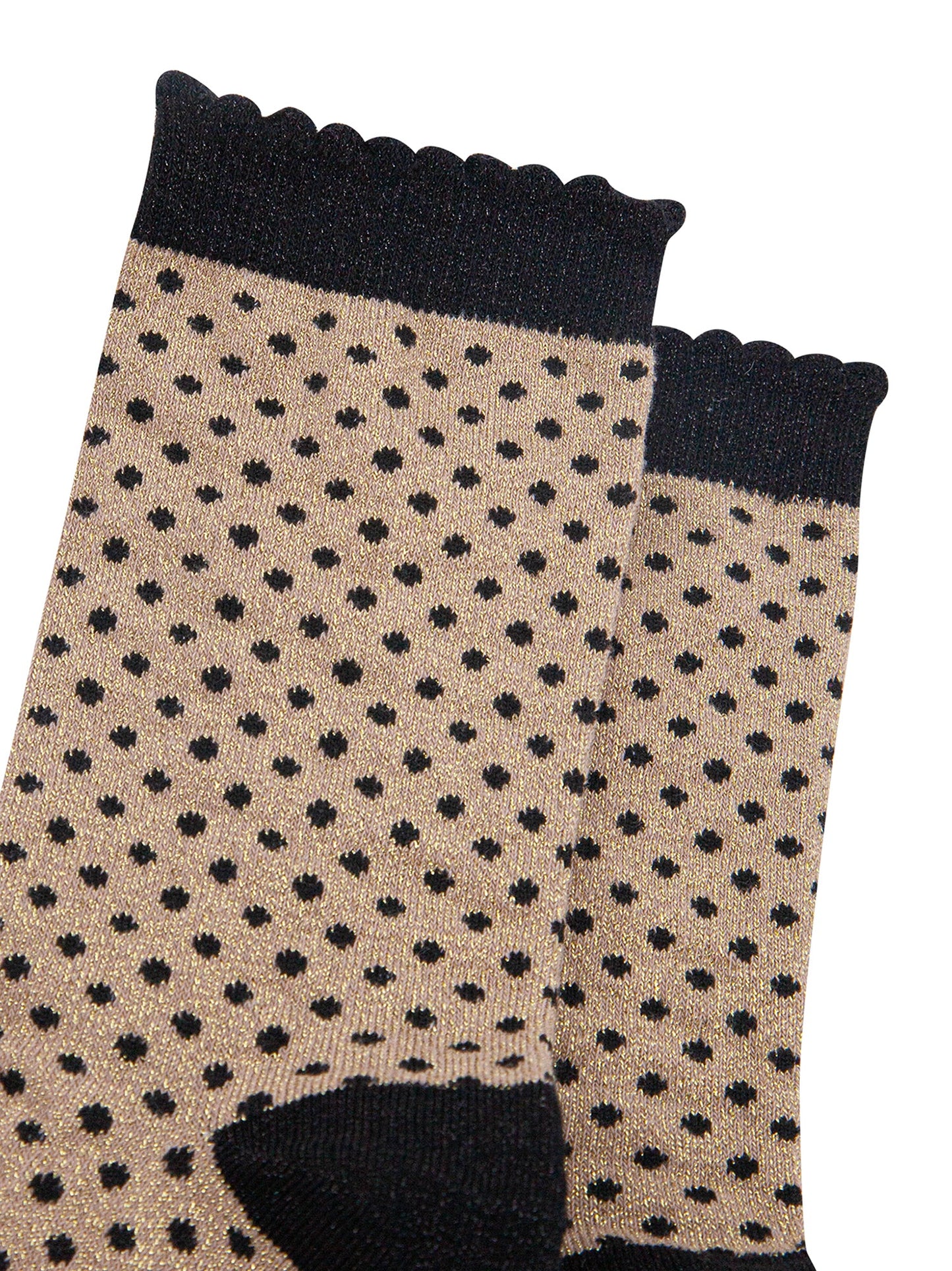 Polka-Dots-Combed-Cotton-Glitter-Socks-in-Black-Gold-close-up