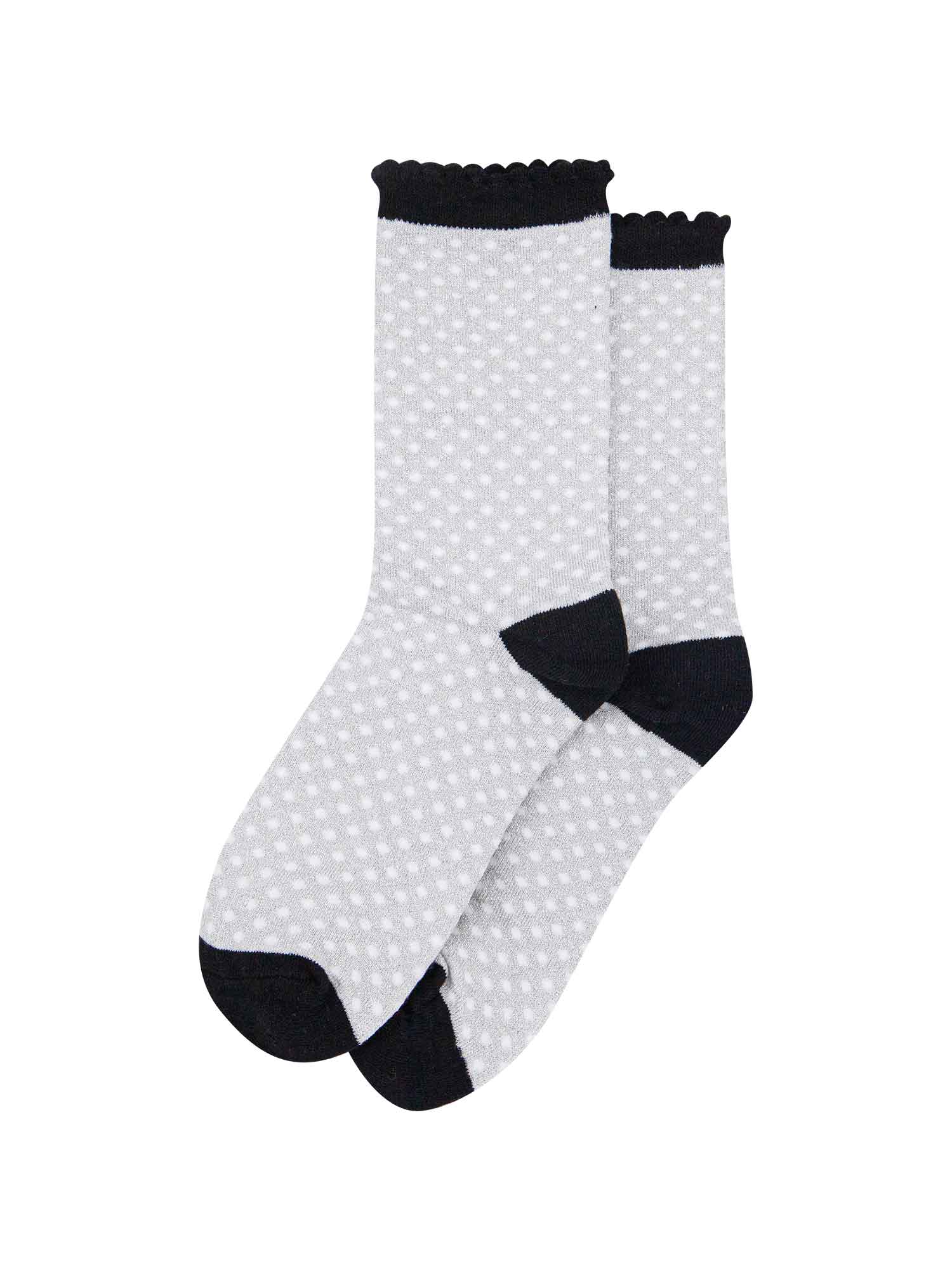 grey and black glitter ankle socks with an all over polka dot pattern and glitter shimmer