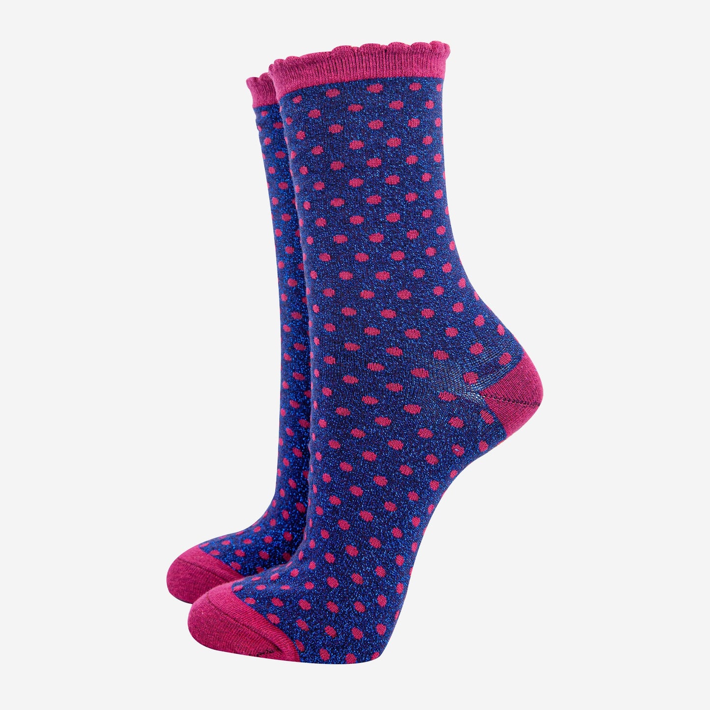 womens-navy-blue-berry-polka-dots-glitter-socks-sparkly