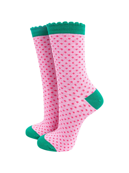 Polka-Dots-Combed-Cotton-Glitter-Socks-in-Pink-mannequin