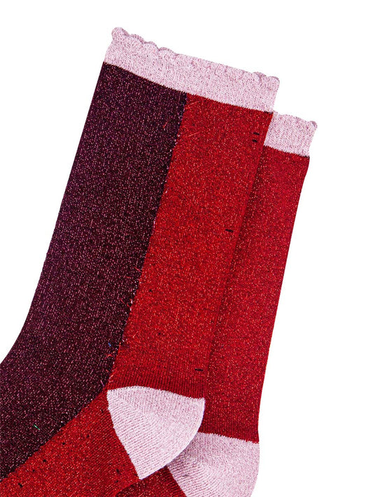 womens-berry-red-colour-block-glitter-socks-close-up