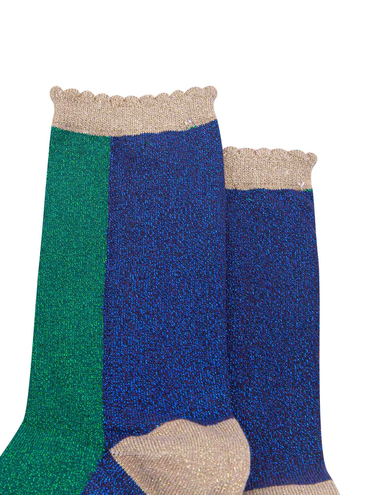 womens-forest-green-navy-blue-colour-block-glitter-socks-close-up