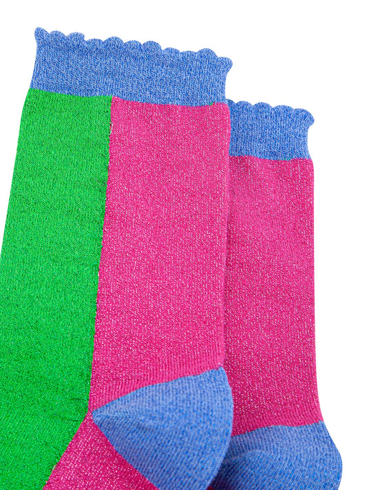 Colour-Block-Combed-Cotton-Glitter-Socks-in-Lime-Hot-Pink-close-up