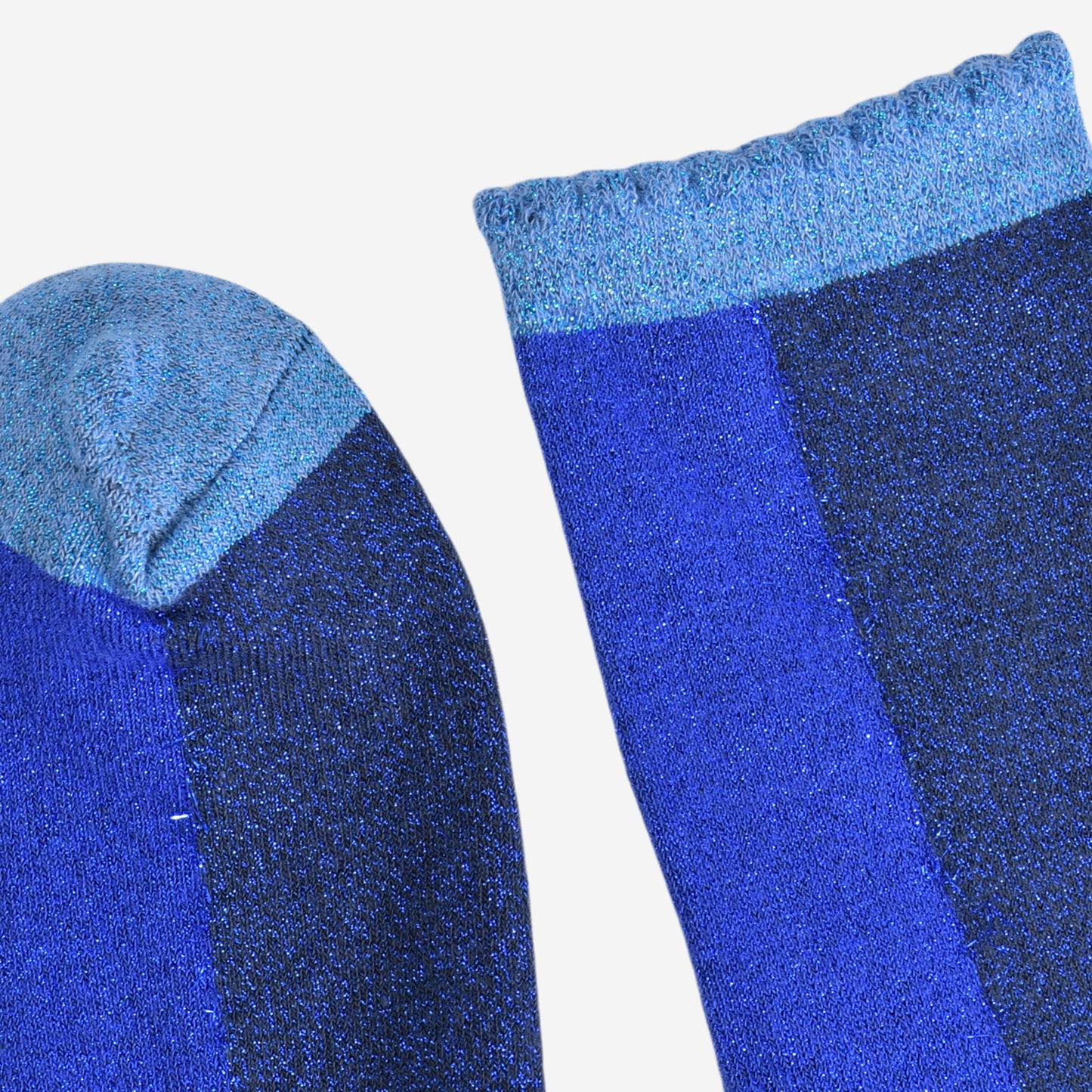 Women's Glitter Socks - Navy Blue/Blue, Colour Block