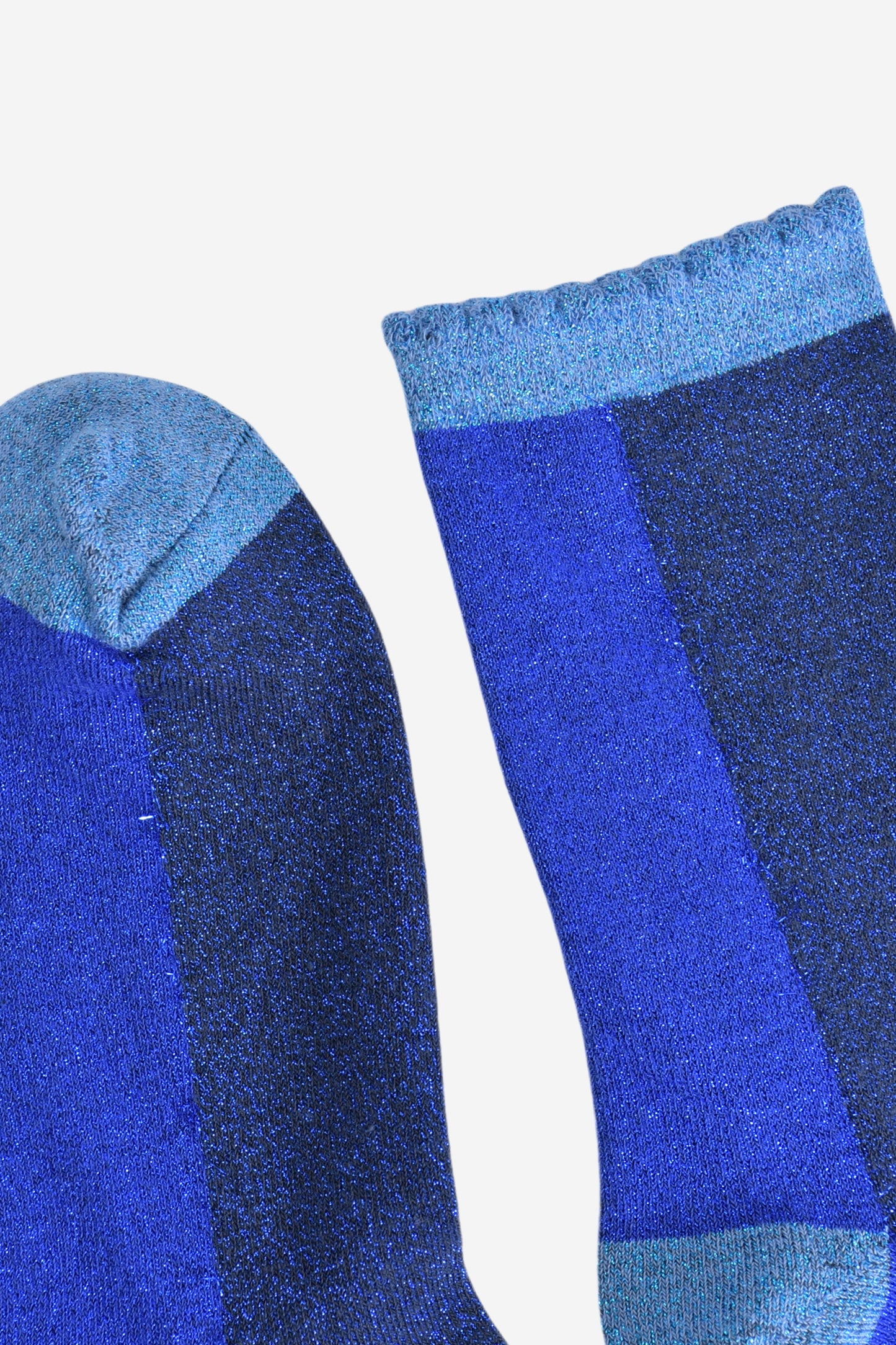 Women's Glitter Socks - Navy Blue/Blue, Colour Block