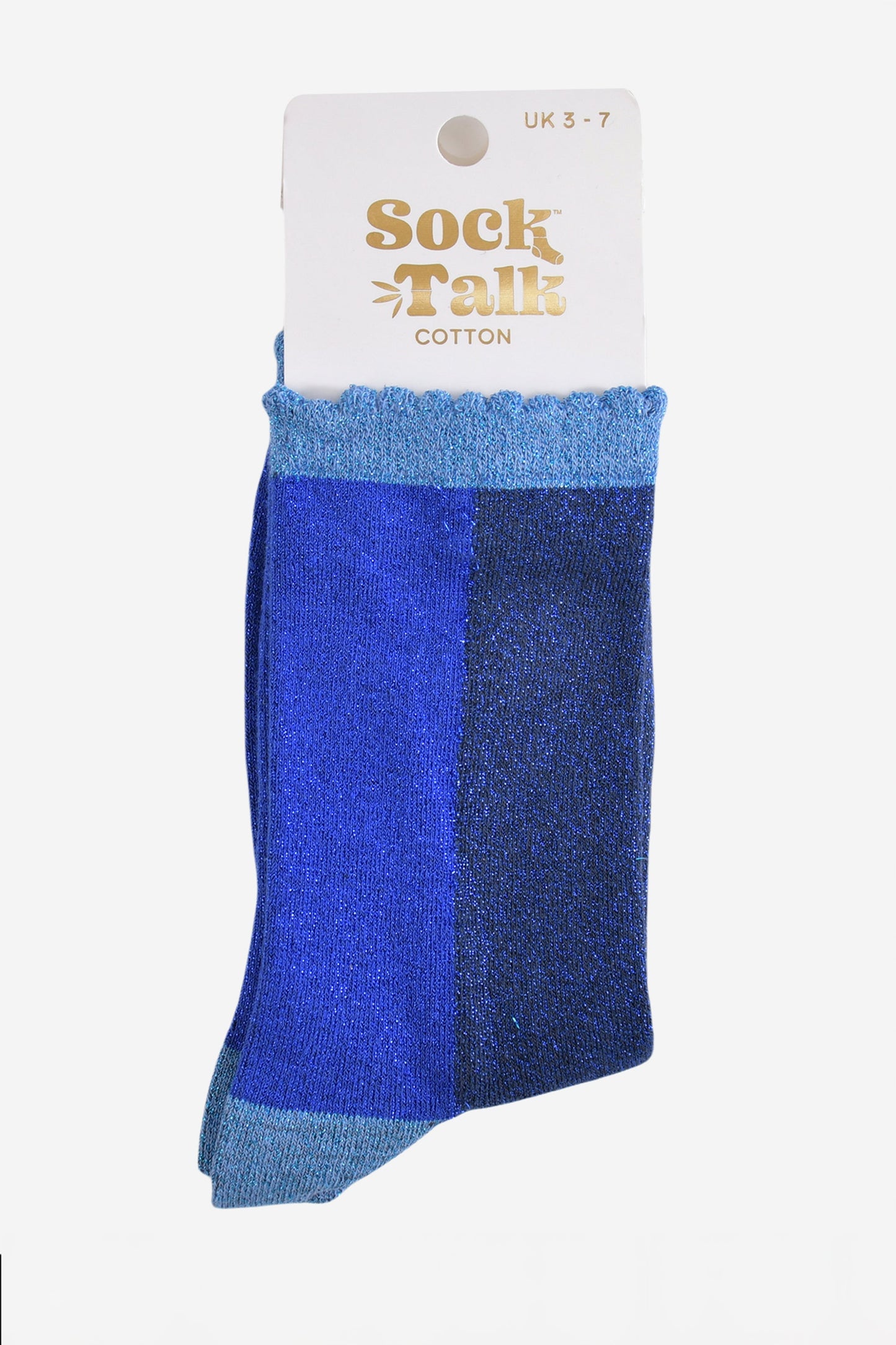 Women's Glitter Socks - Navy Blue/Blue, Colour Block