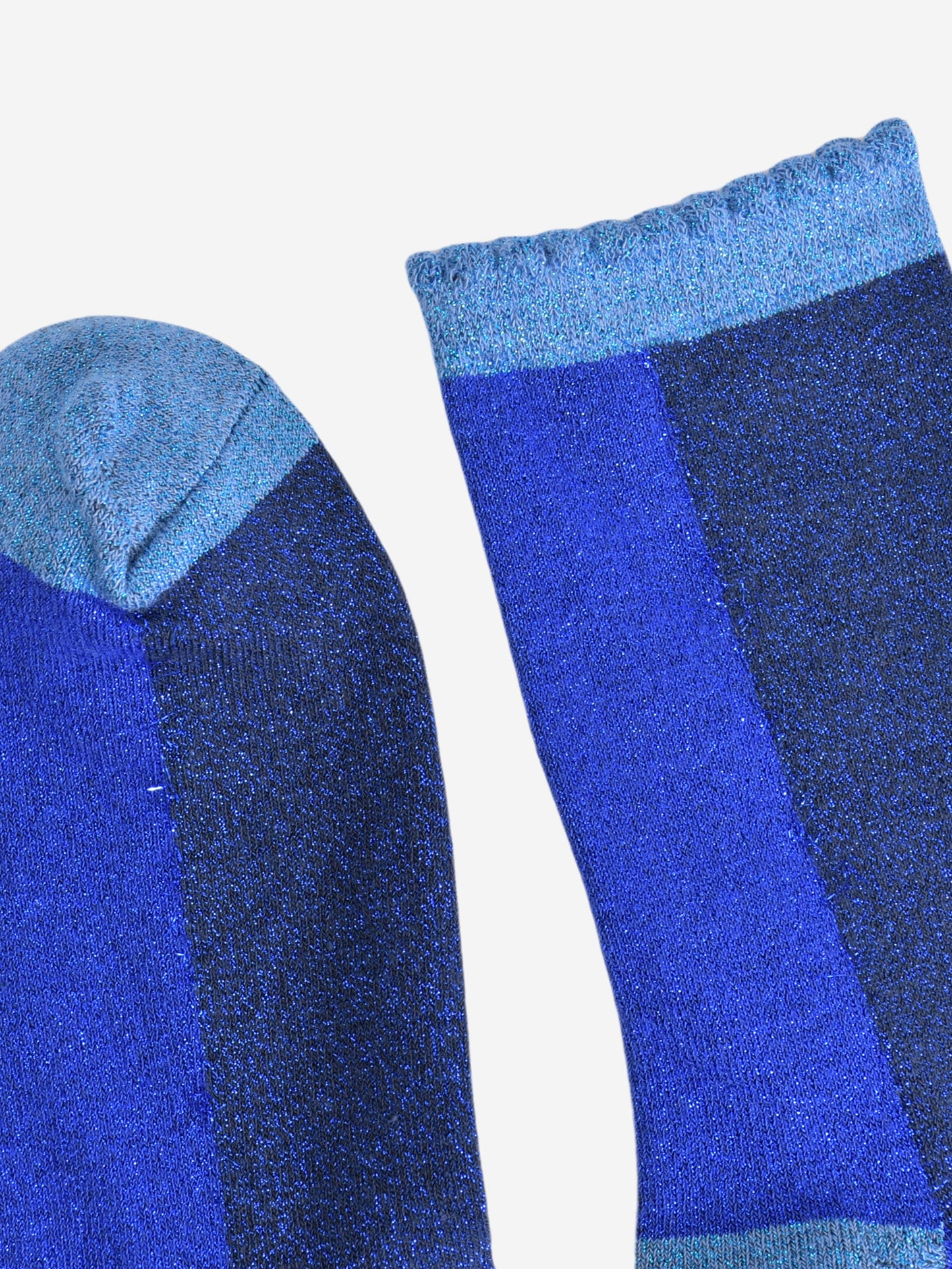 Women's Glitter Socks - Navy Blue/Blue, Colour Block