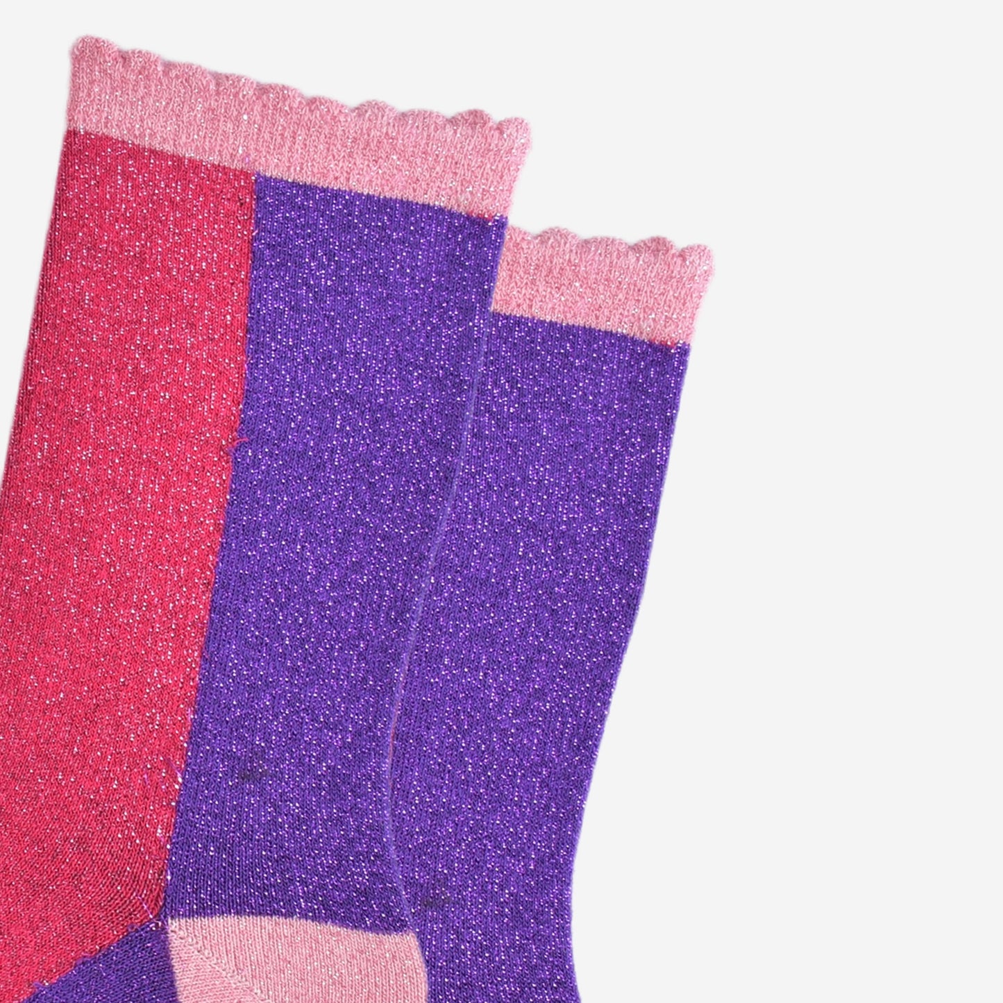 Women's Glitter Socks - Pink/Purple, Colour Block