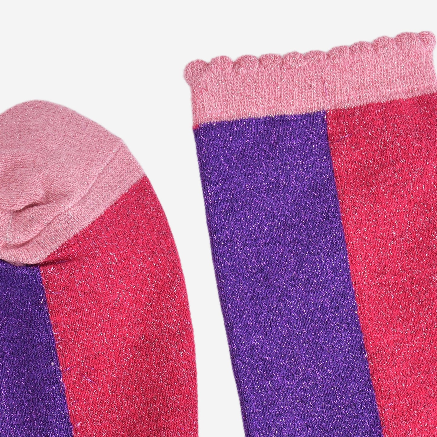 Women's Glitter Socks - Pink/Purple, Colour Block