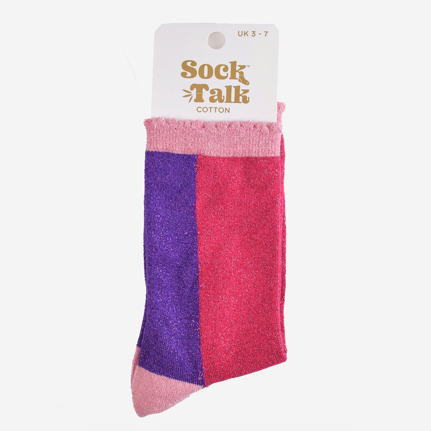 Women's Glitter Socks - Pink/Purple, Colour Block