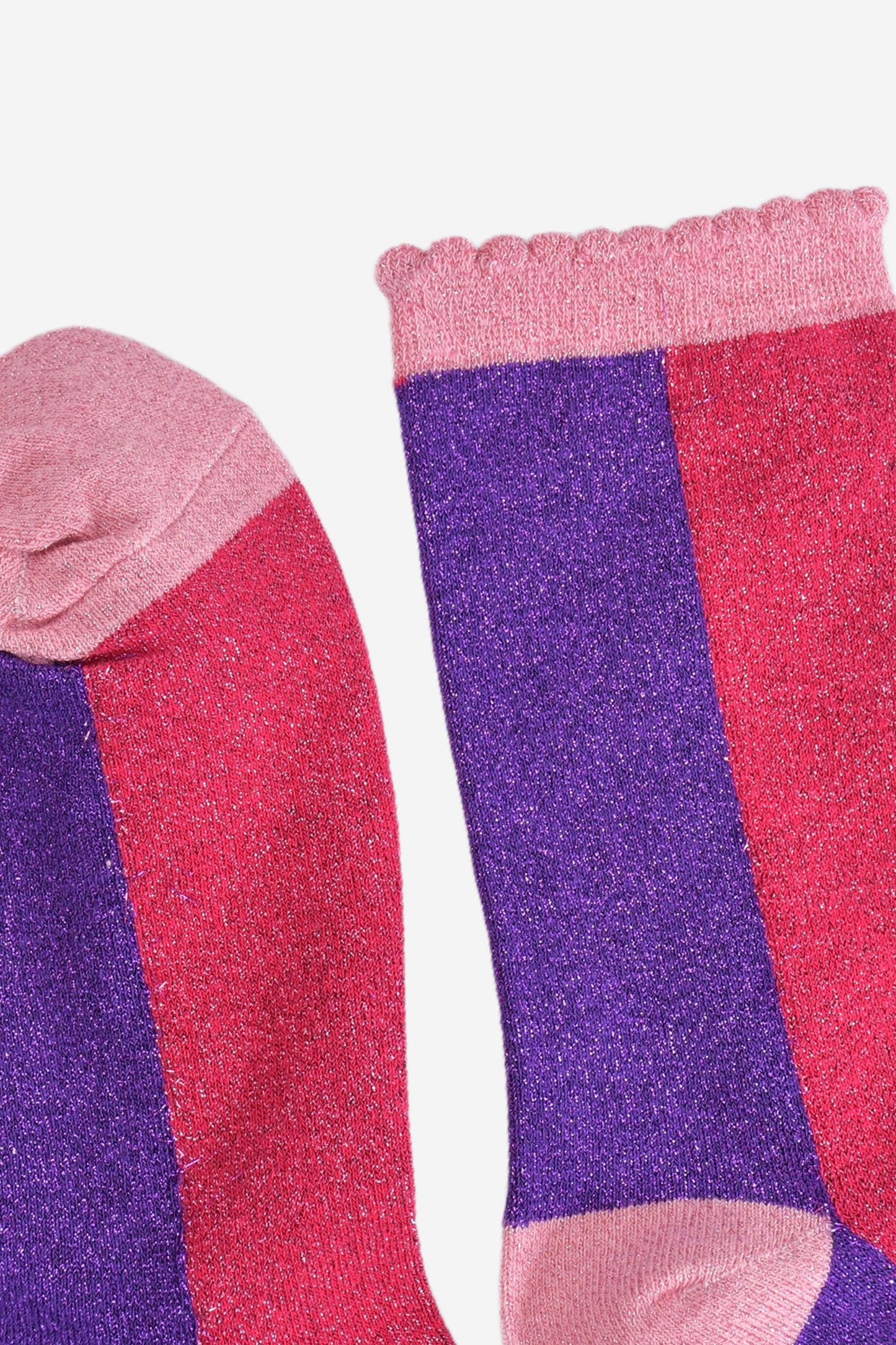 Women's Glitter Socks - Pink/Purple, Colour Block