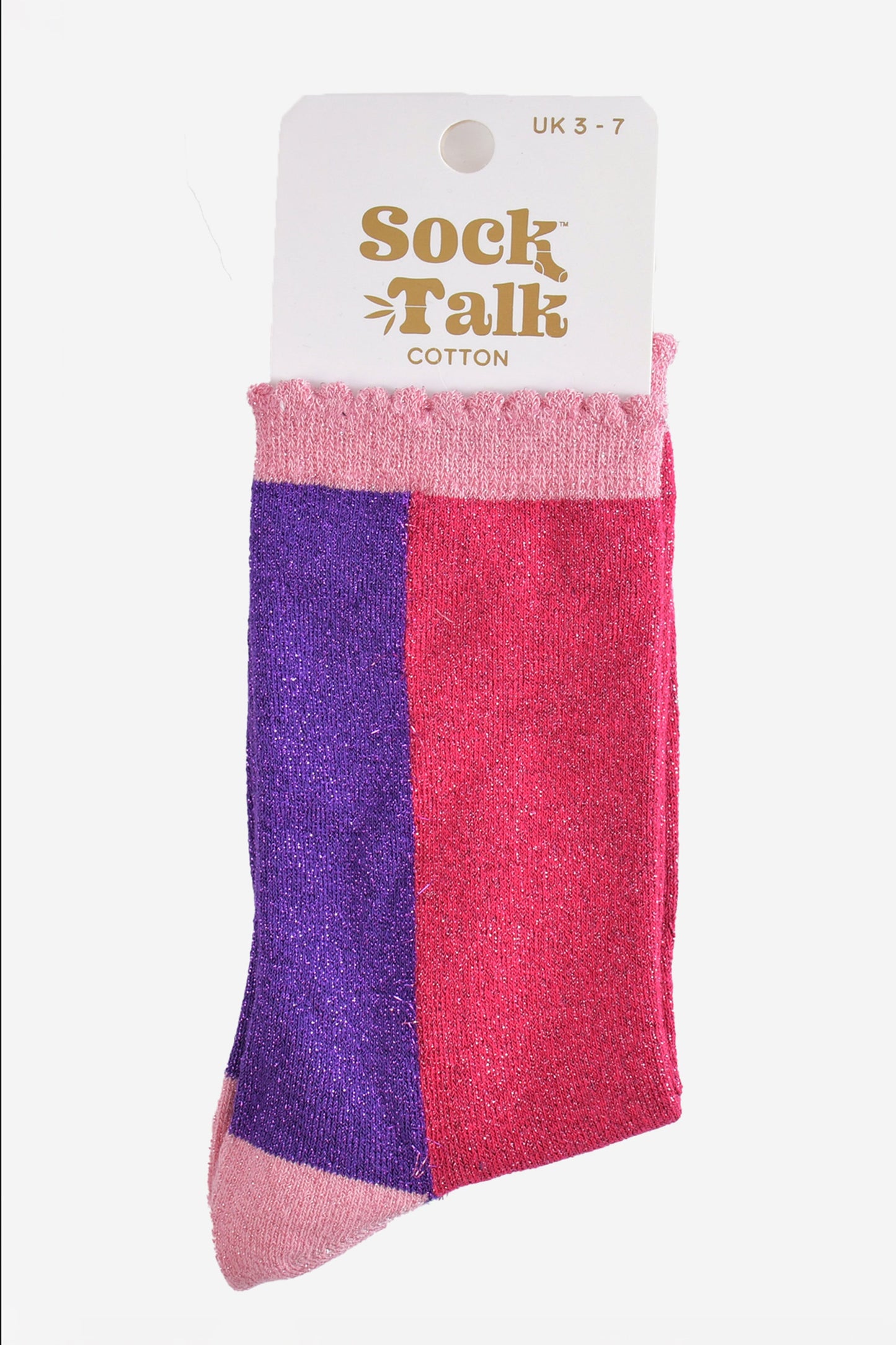 Women's Glitter Socks - Pink/Purple, Colour Block