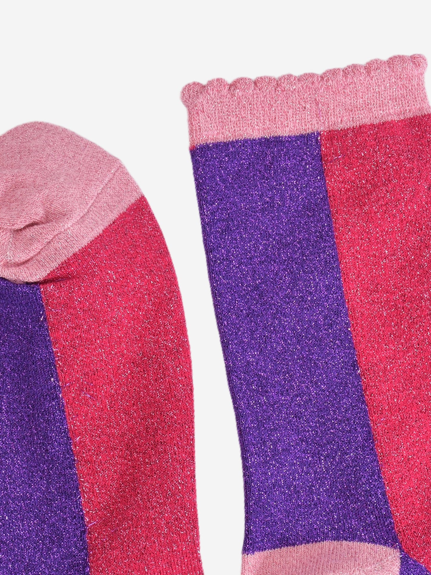 Women's Glitter Socks - Pink/Purple, Colour Block