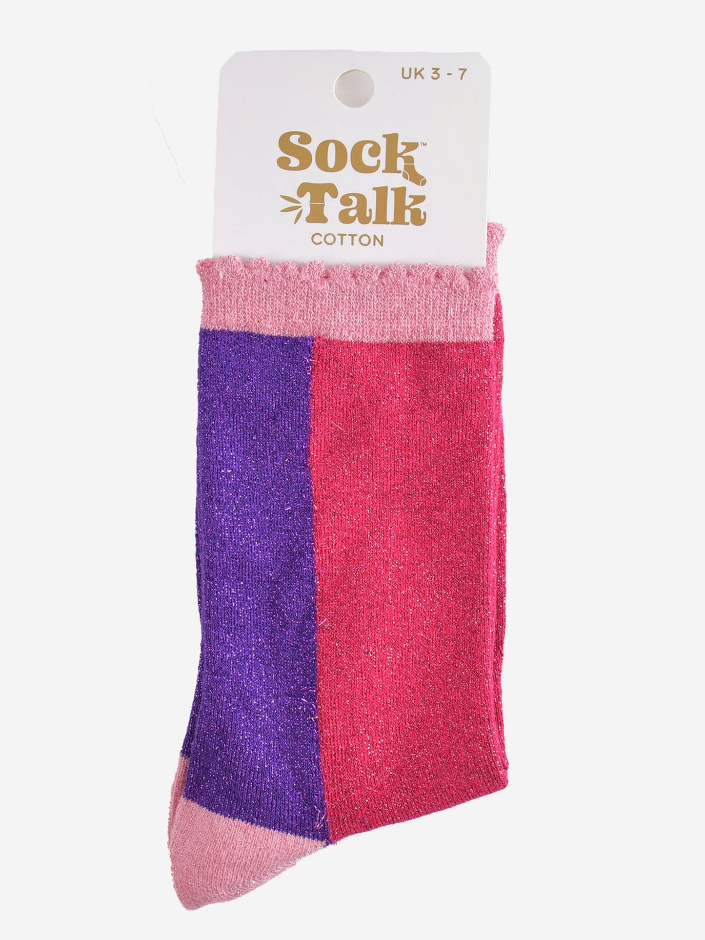 Women's Glitter Socks - Pink/Purple, Colour Block