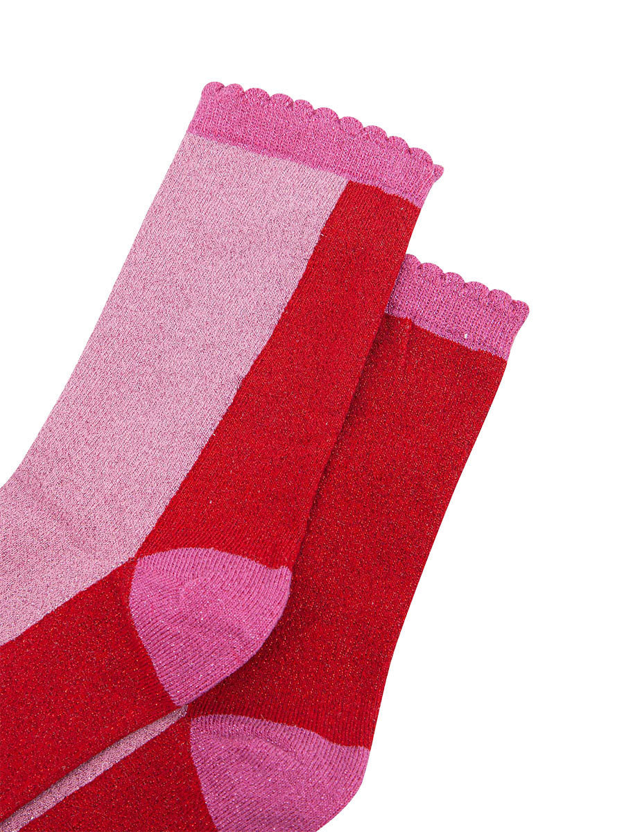 womens-glitter-socks-red-pink-colour-block-close-up-sparkly-material-scalloped-cuff