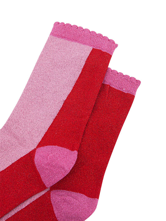 womens-glitter-socks-red-pink-colour-block-close-up-sparkly-material-scalloped-cuff