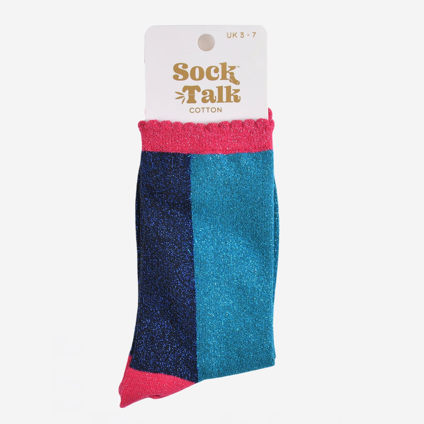 Women's Glitter Socks - Teal/Navy Blue, Colour Block