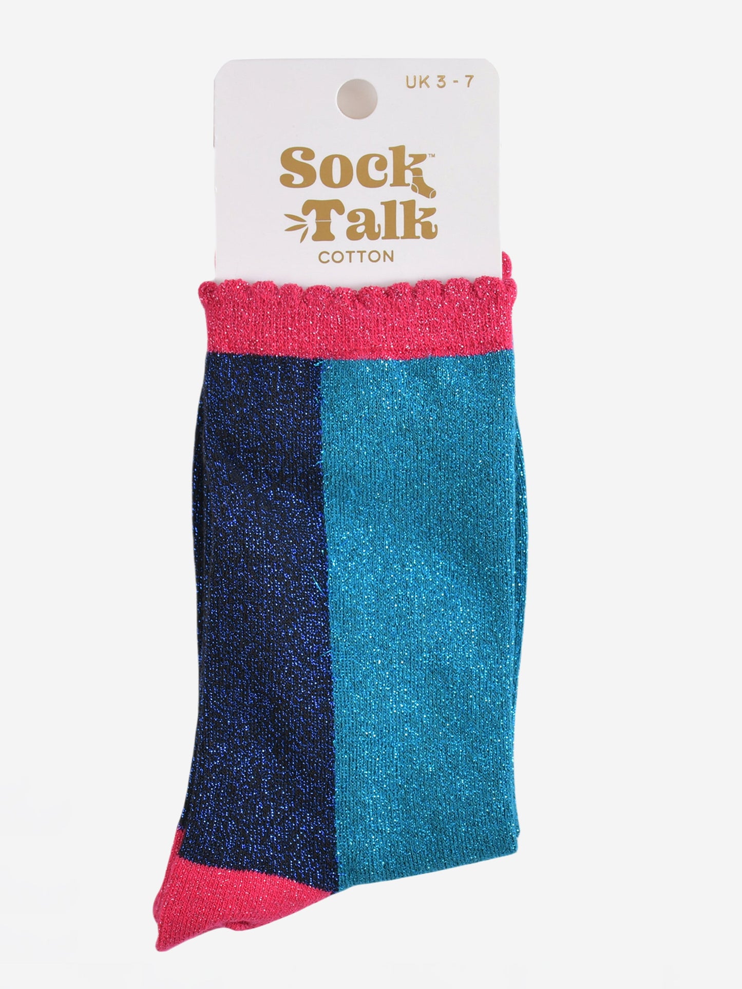 Women's Glitter Socks - Teal/Navy Blue, Colour Block