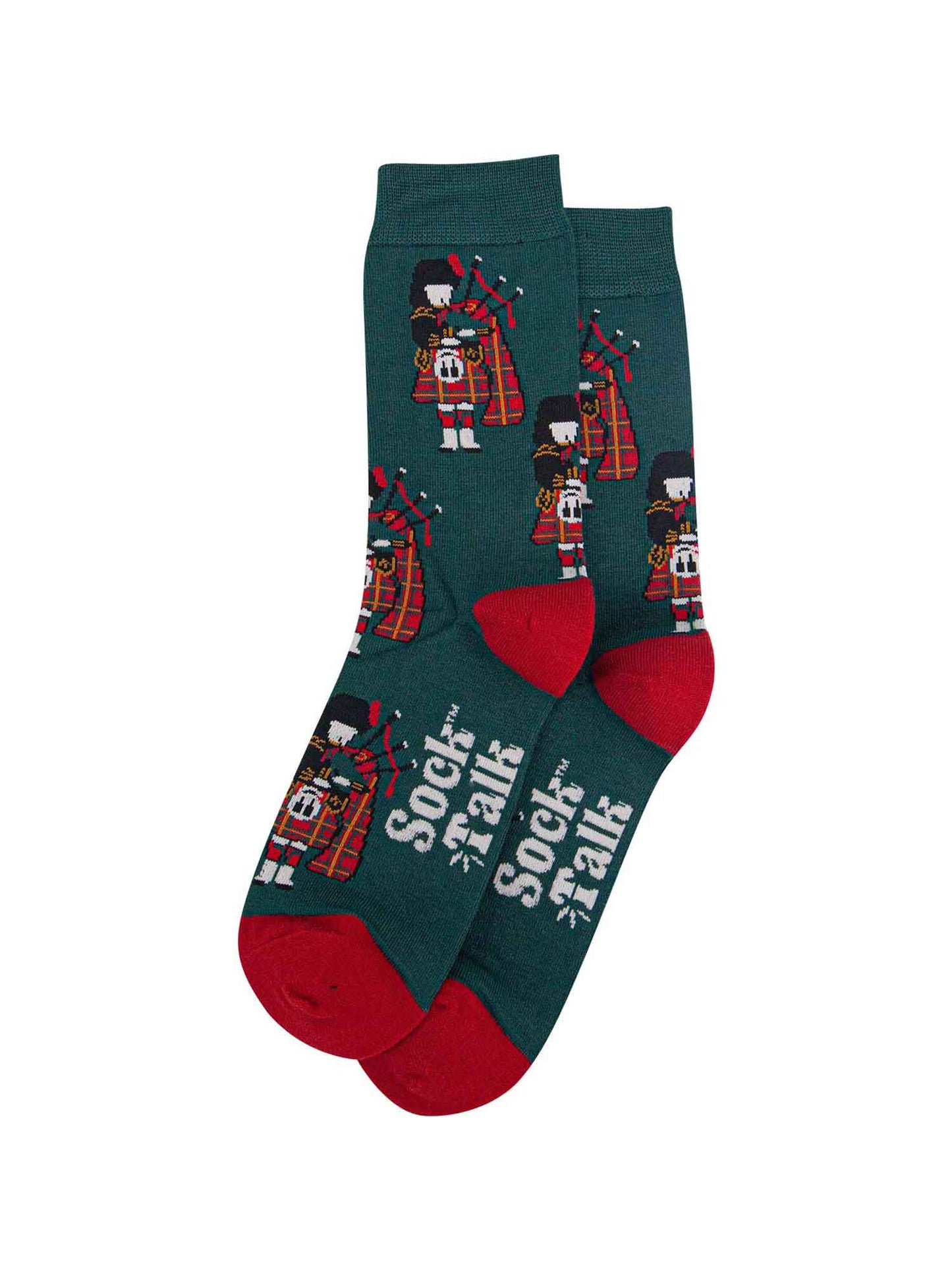 mens scottish piper bamboo socks in green and red
