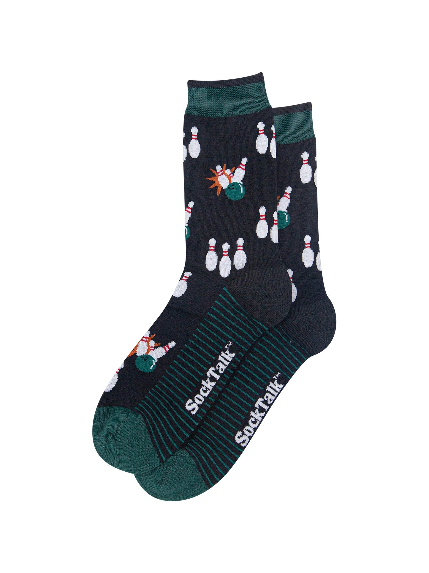 Ten-Pin-Bowling-Men's-Bamboo-Socks-in-Black-Laid-Flat