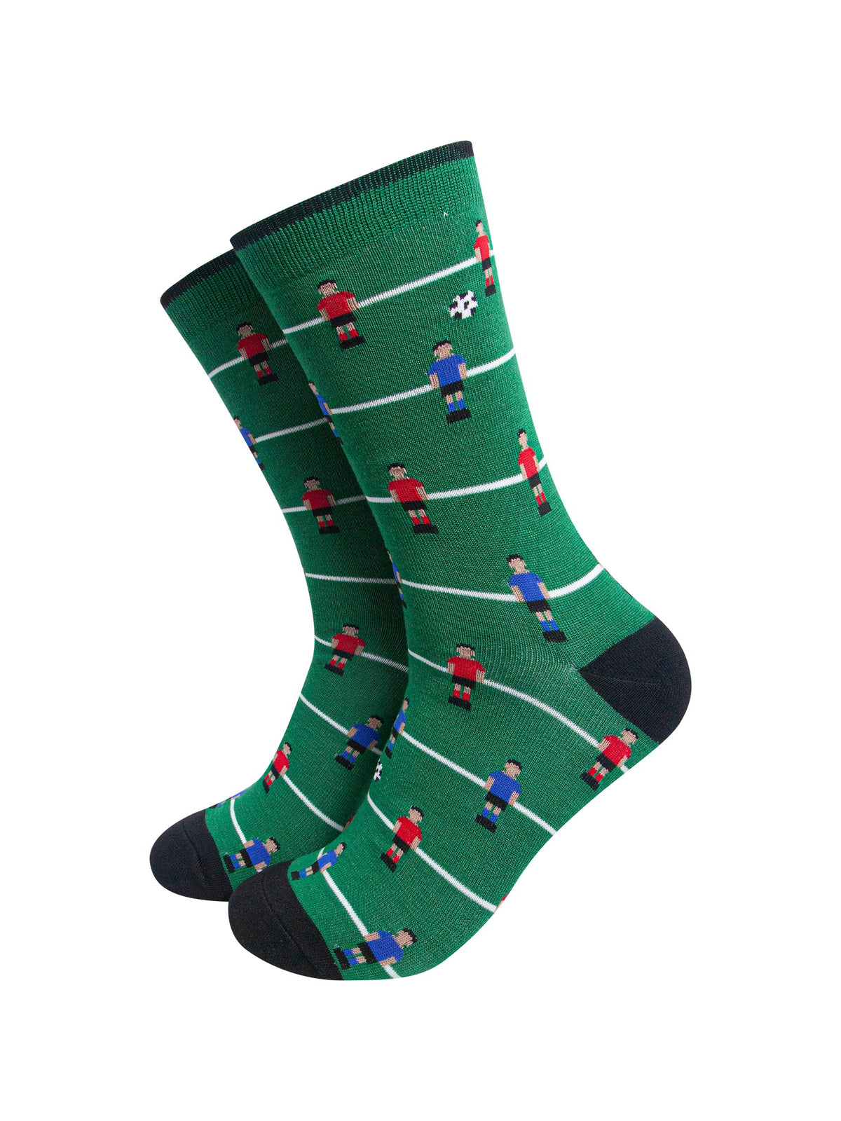 Table-Football-Men's-Bamboo-Socks-in-Green-On-Mannequin