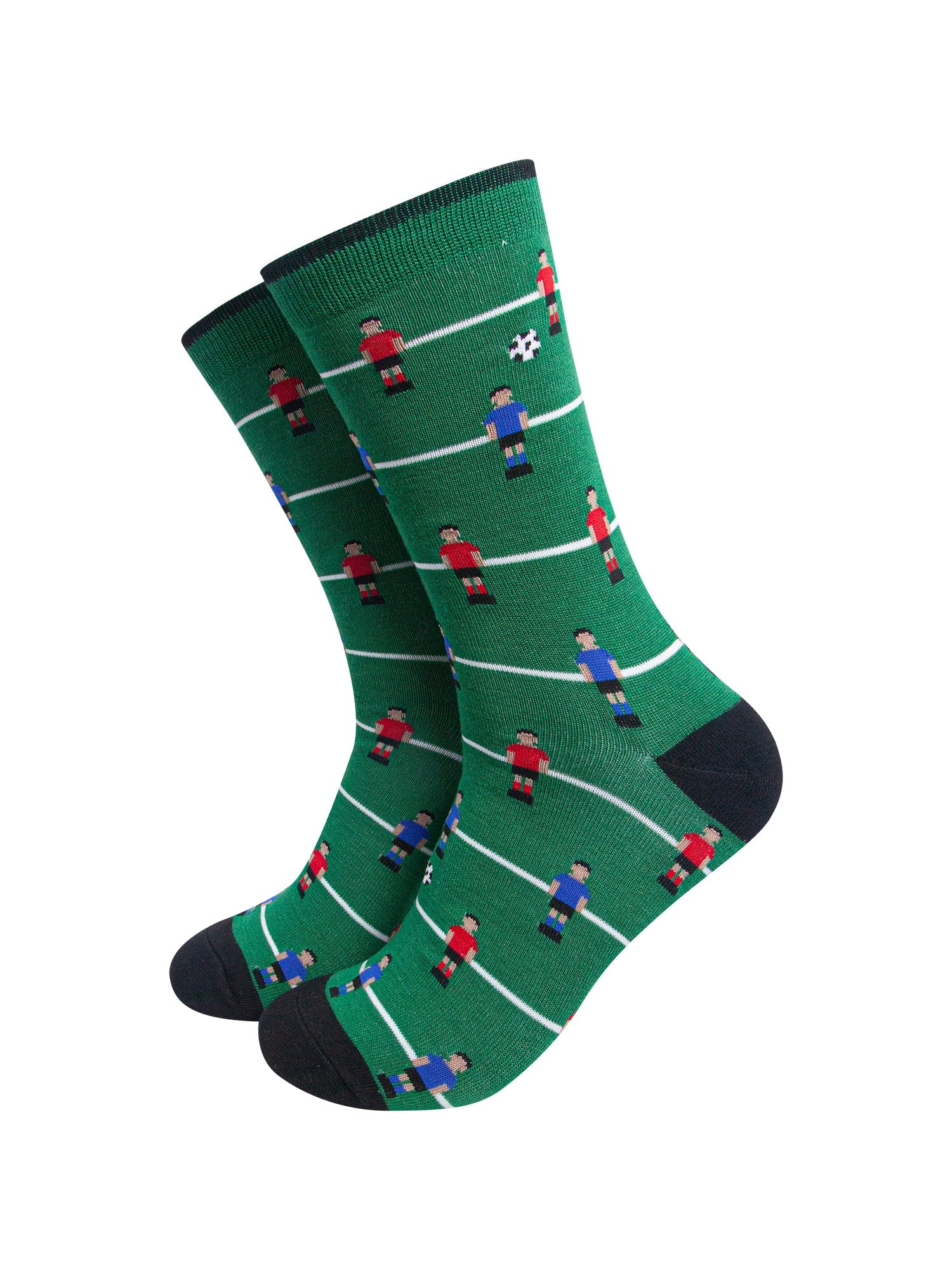 Table-Football-Men's-Bamboo-Socks-in-Green-On-Mannequin