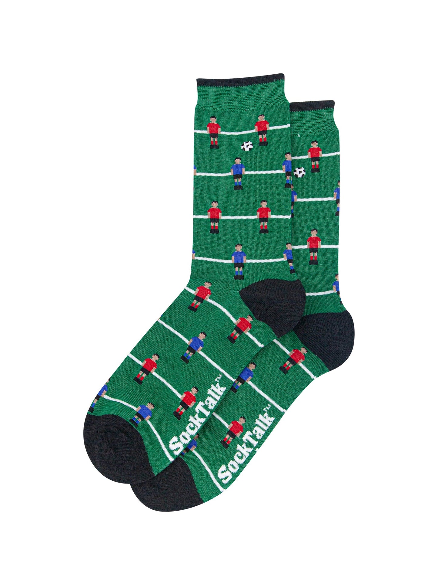 Table-Football-Men's-Bamboo-Socks-in-Green-Laid-Flat