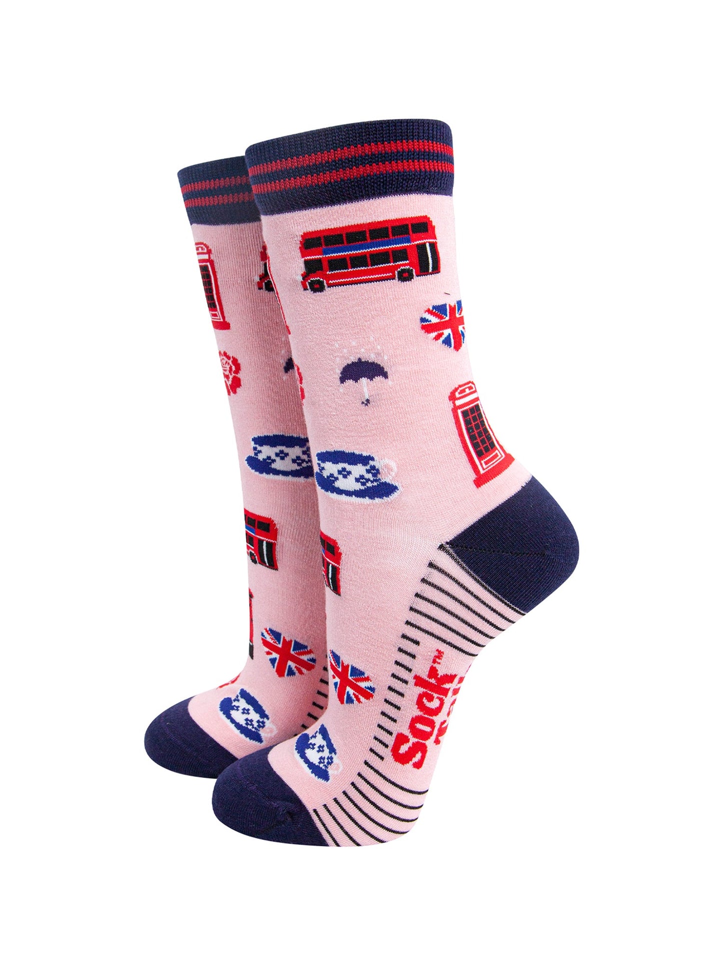 London-Landmarks-Bamboo-Socks-in-Pink-Mannequin