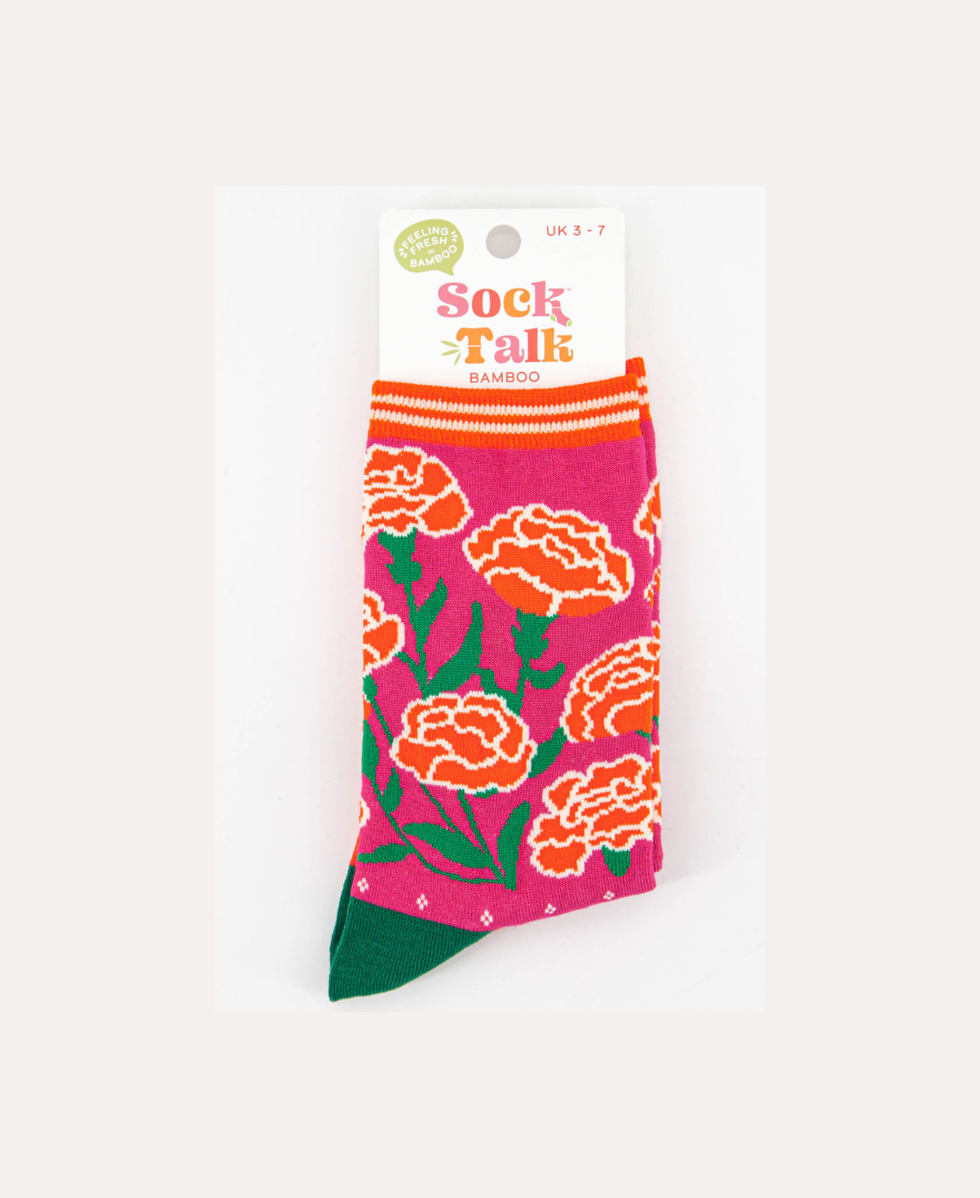 womens pink floral bamboo socks uk size 3-7