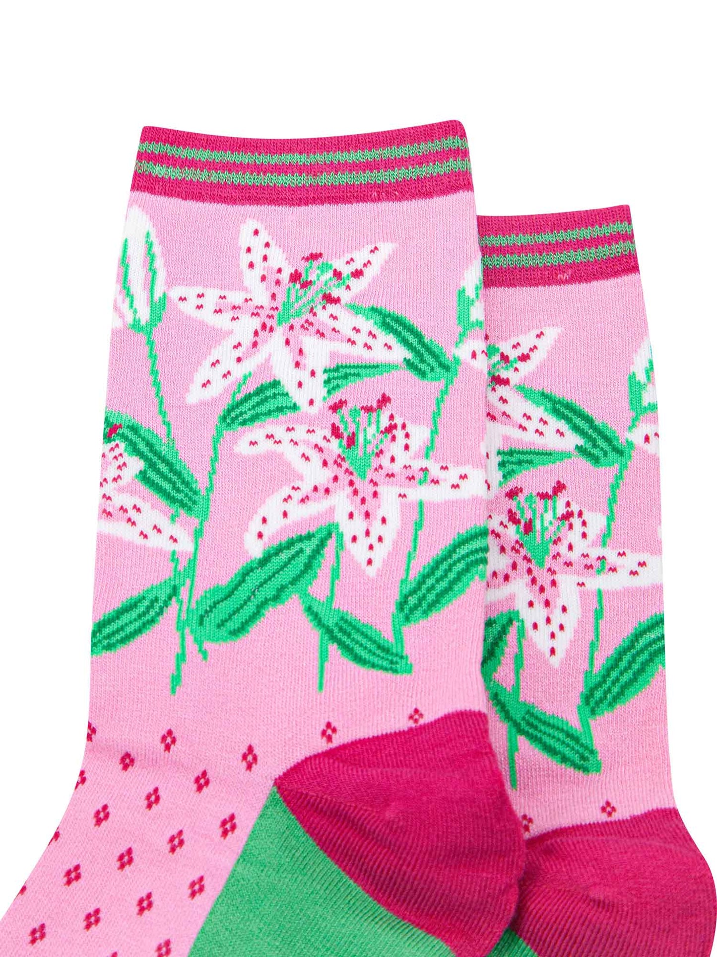Lily Flowers Bamboo Socks in Pink