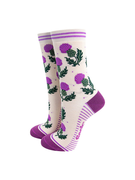 Scottish-Thistles-Bamboo-Socks-in-Cream-Mannequin