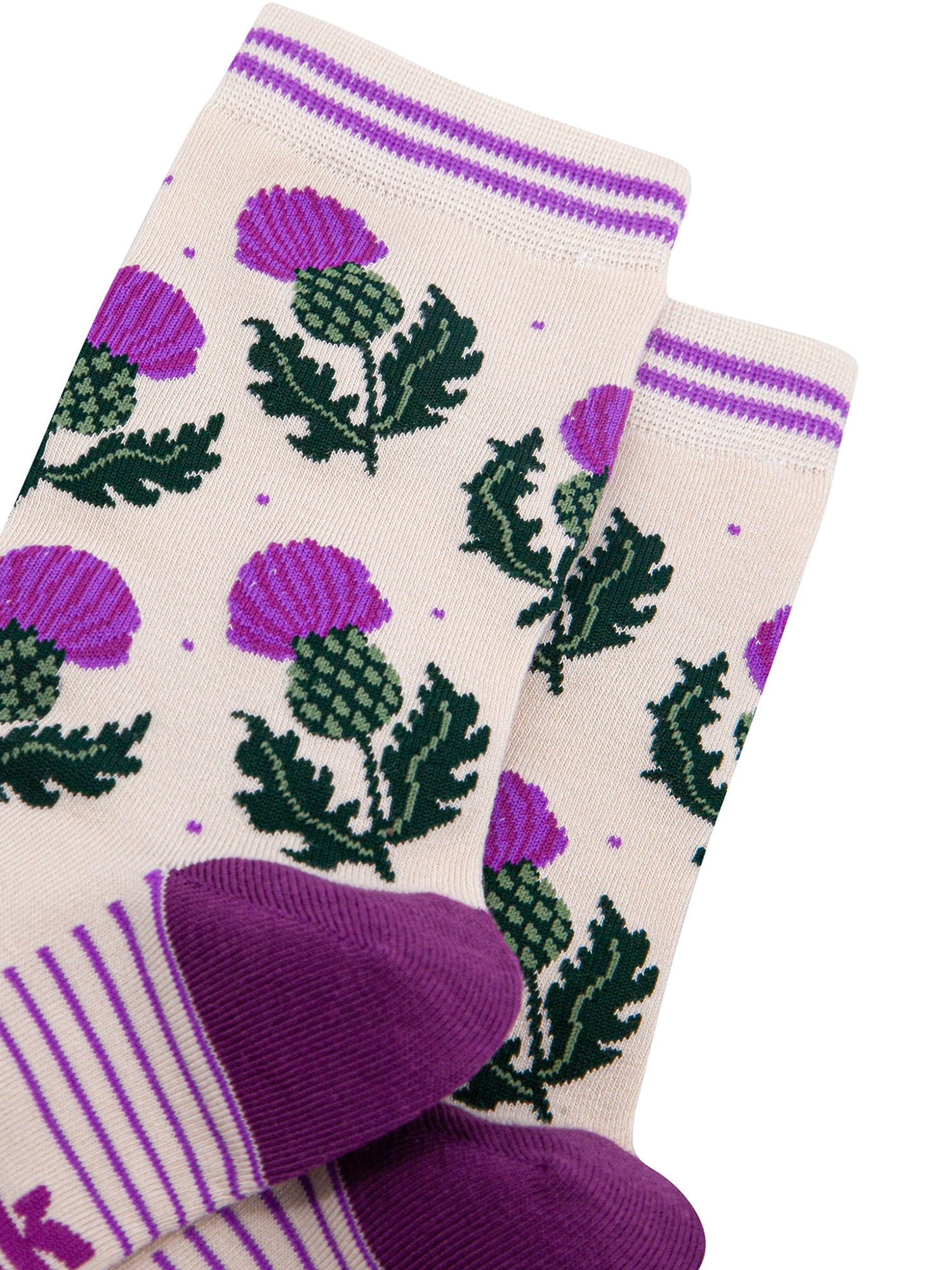 Scottish-Thistles-Bamboo-Socks-in-Cream-Closeup