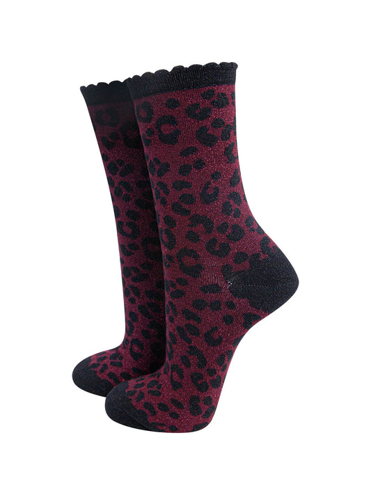 womens-berry-leopard-print-glitter-socks-sparkly-cotton