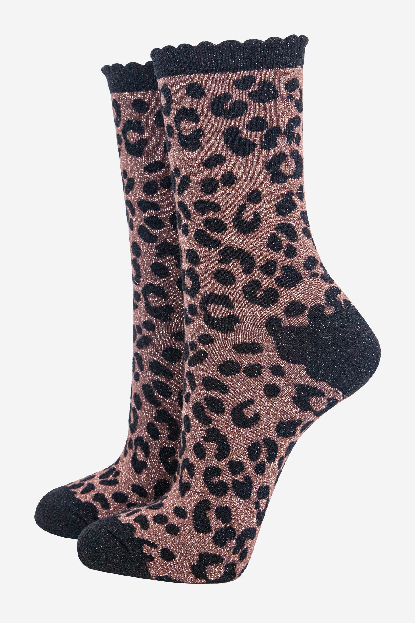 womens-chocolate-leopard-print-glitter-socks-sparkly-cotton