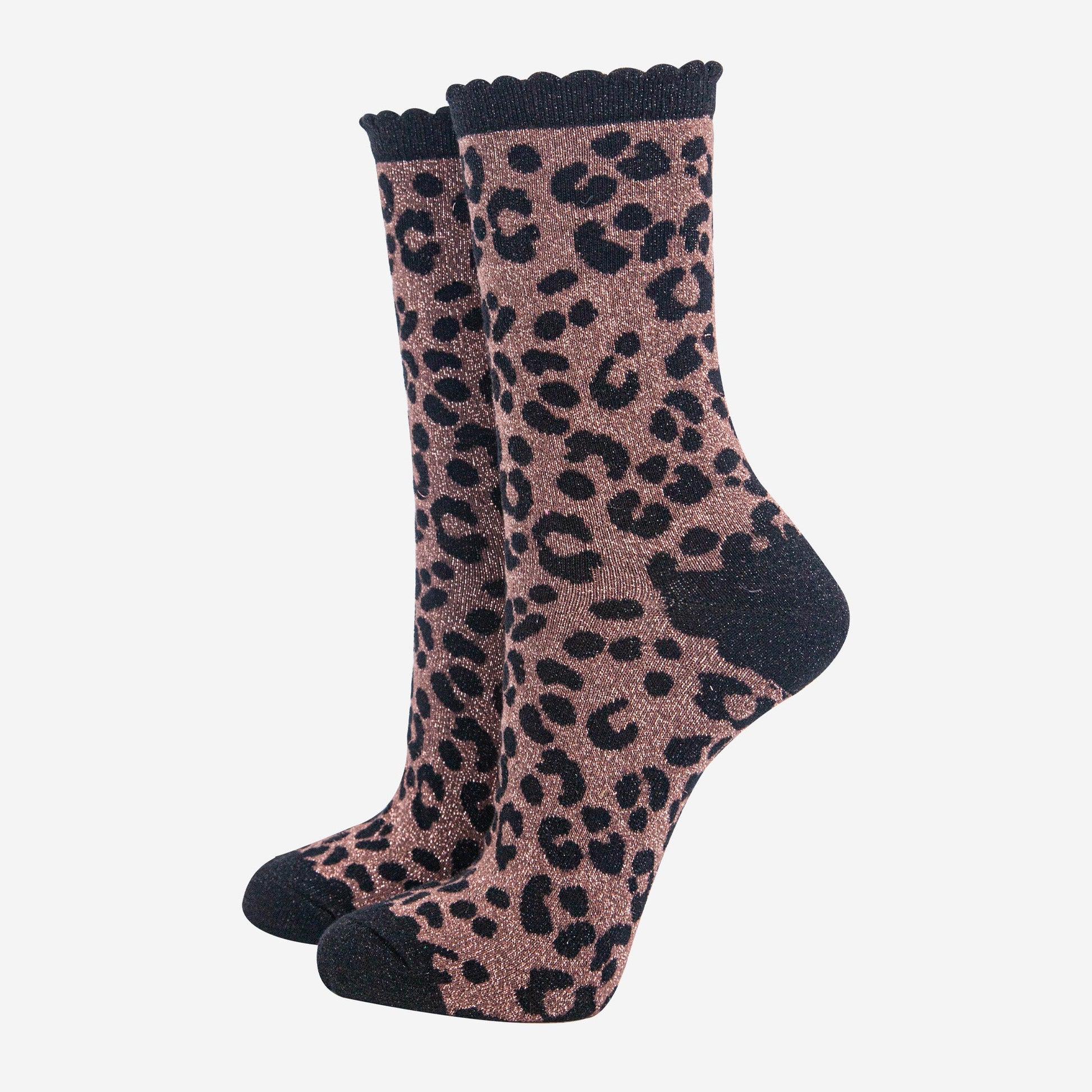 womens-chocolate-leopard-print-glitter-socks-sparkly-cotton