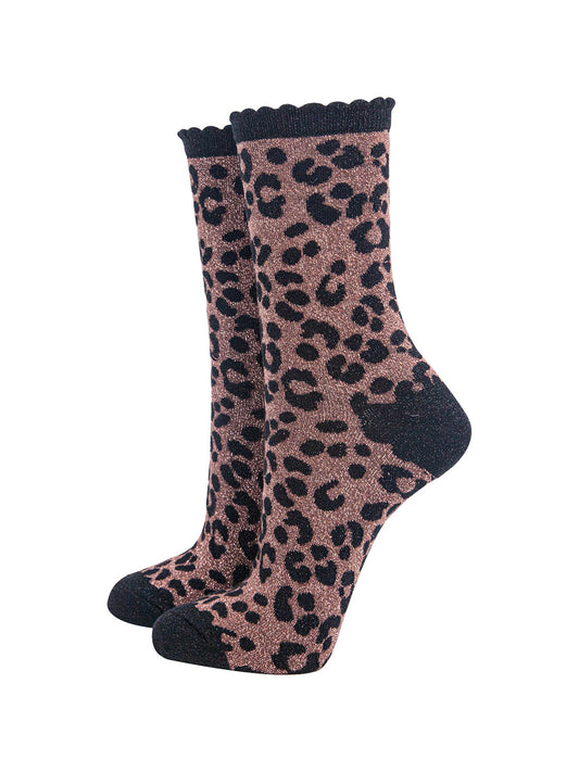 womens-chocolate-leopard-print-glitter-socks-sparkly-cotton