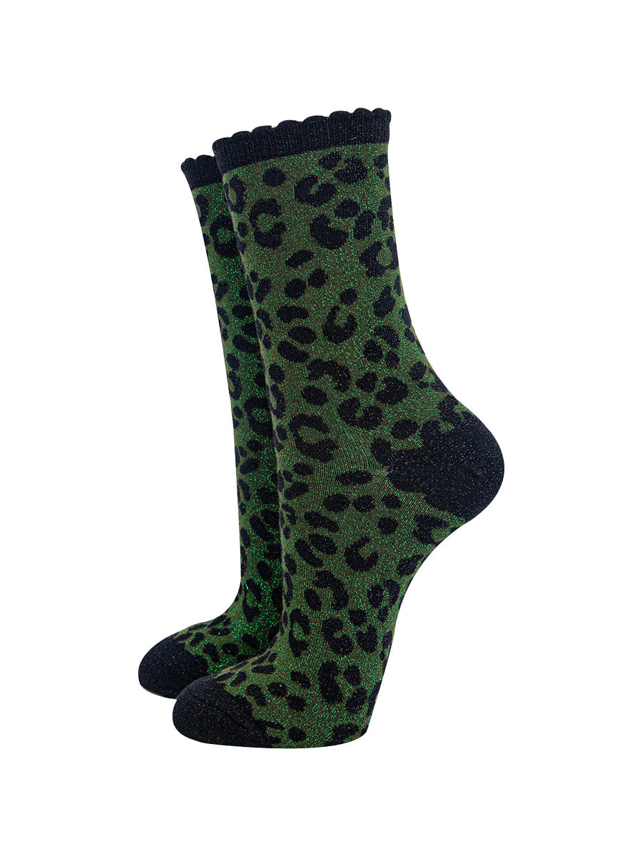 womens-khaki-leopard-print-glitter-socks-sparkly