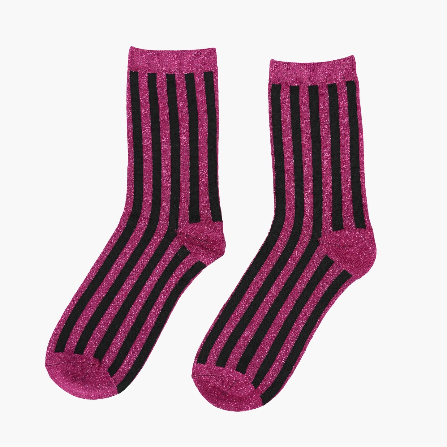 womens-berry-vertical-stripe-glitter-socks-laying-flat