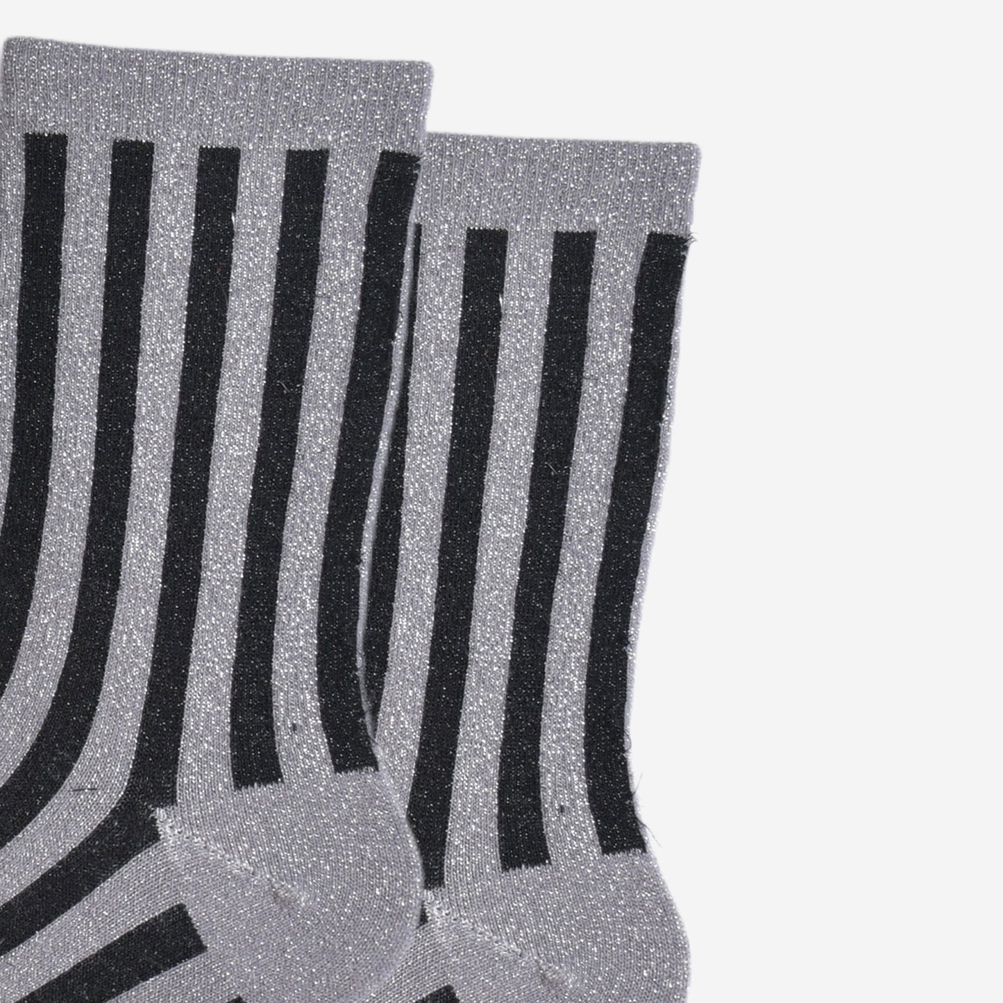 Women's Glitter Socks - Dark Grey/Black, Vertical Stripe