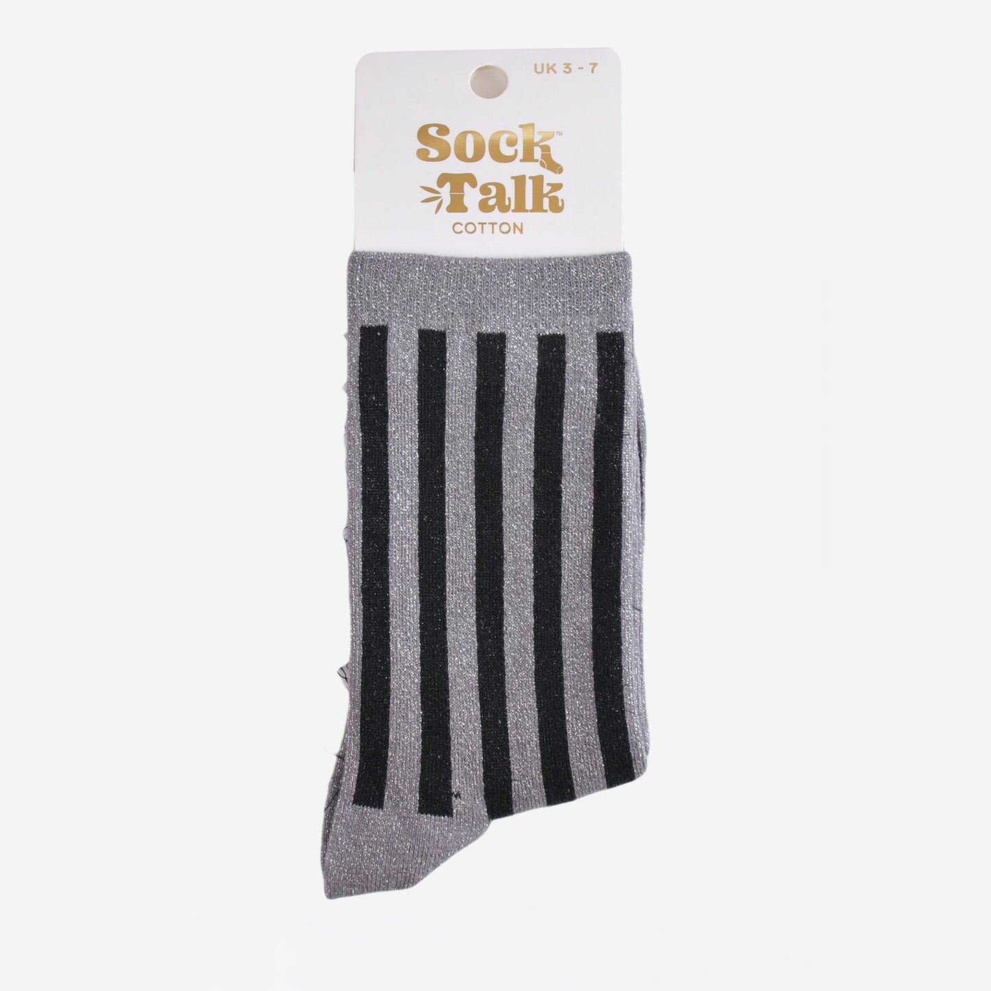 Women's Glitter Socks - Dark Grey/Black, Vertical Stripe