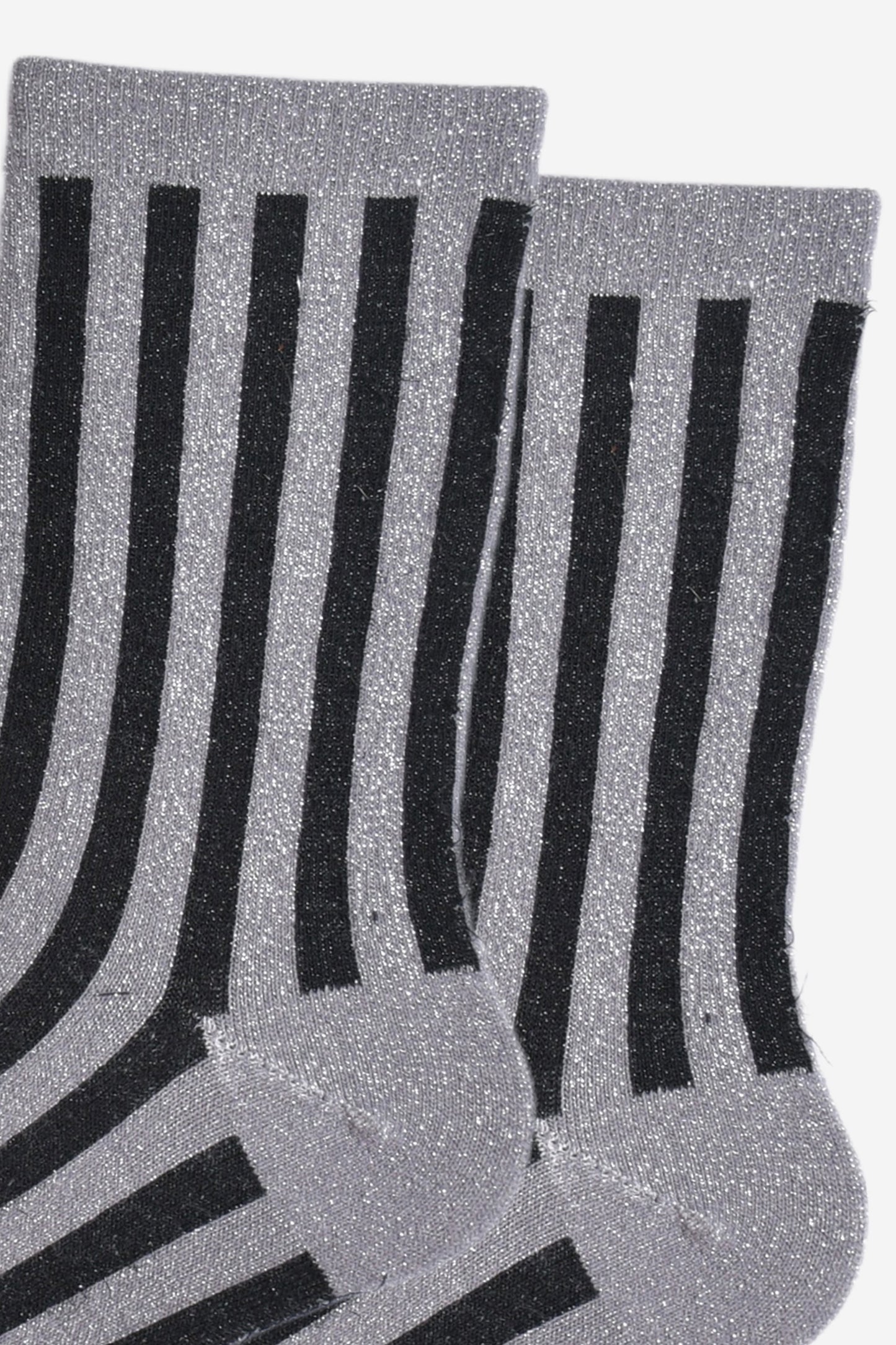 Women's Glitter Socks - Dark Grey/Black, Vertical Stripe