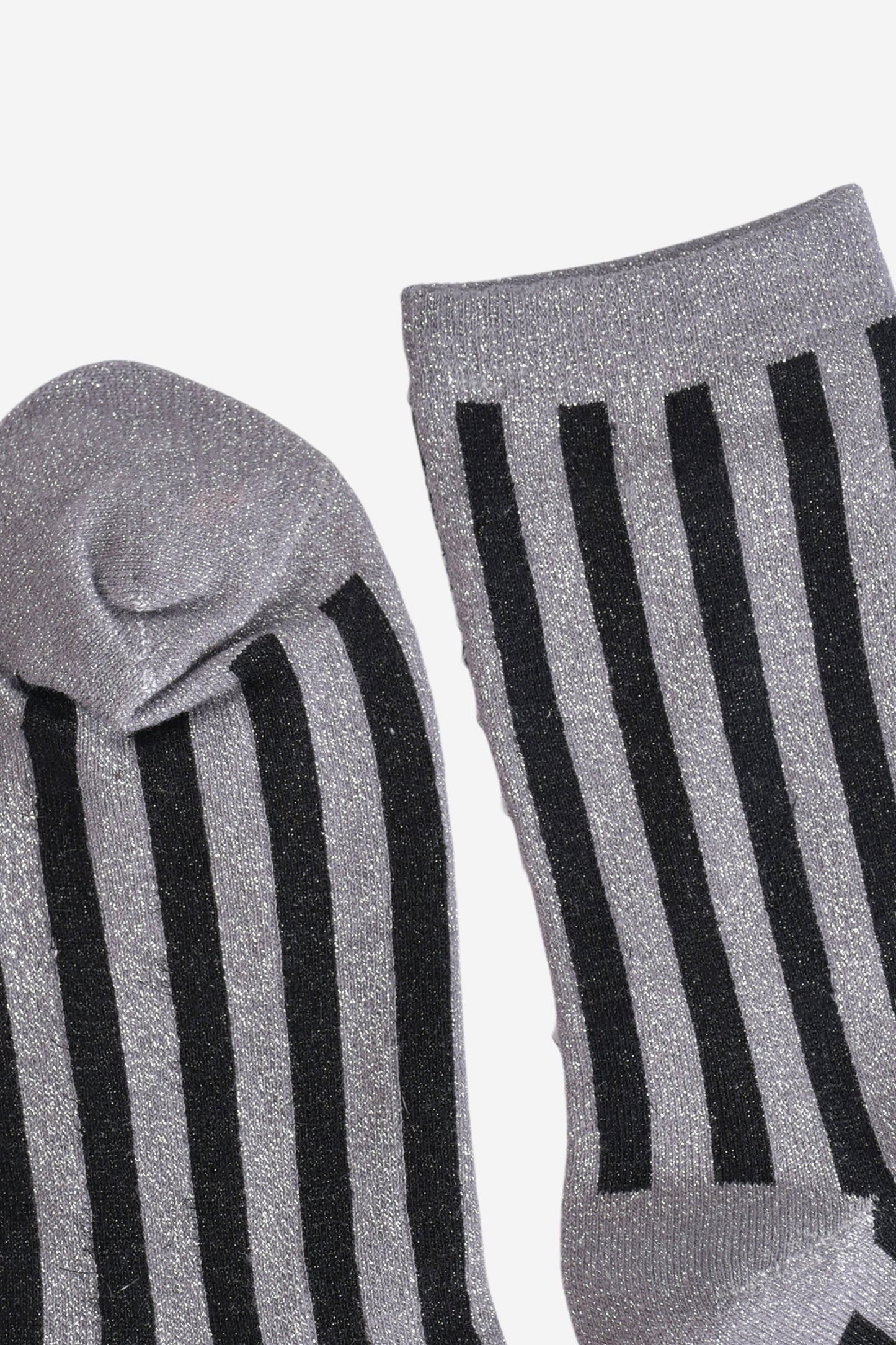 Women's Glitter Socks - Dark Grey/Black, Vertical Stripe