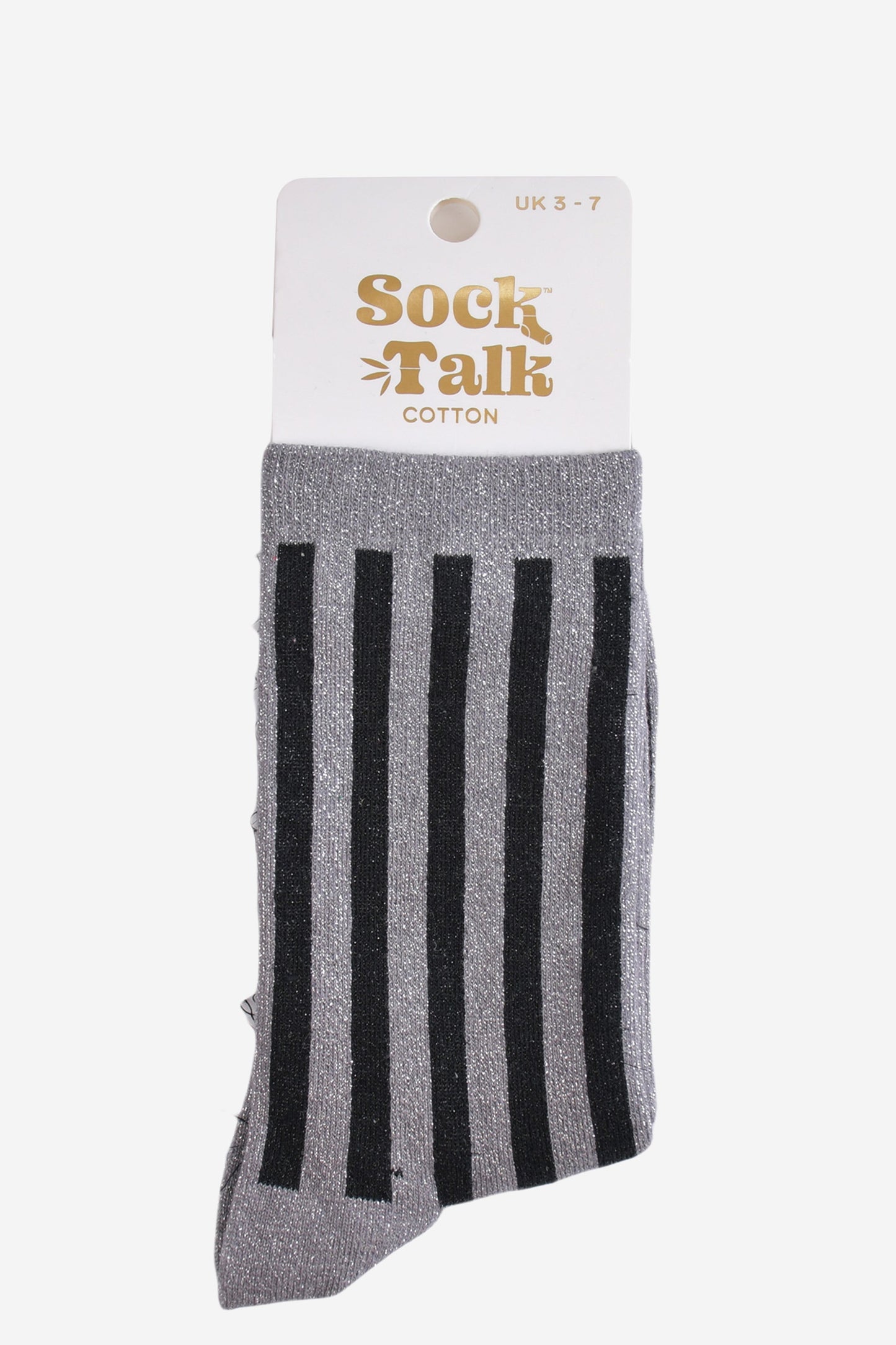 Women's Glitter Socks - Dark Grey/Black, Vertical Stripe