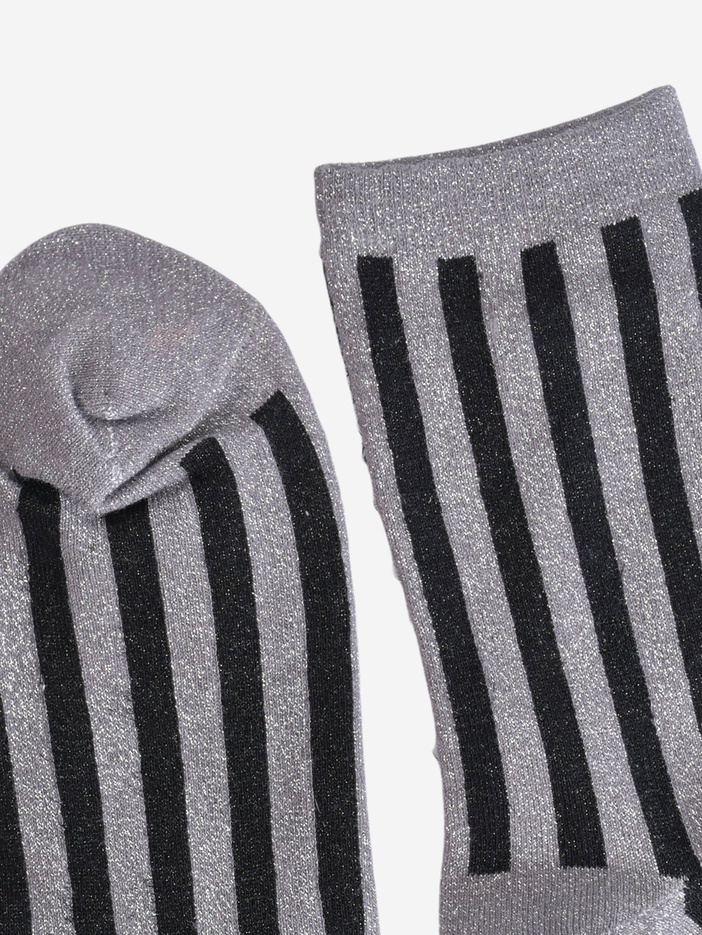 Women's Glitter Socks - Dark Grey/Black, Vertical Stripe