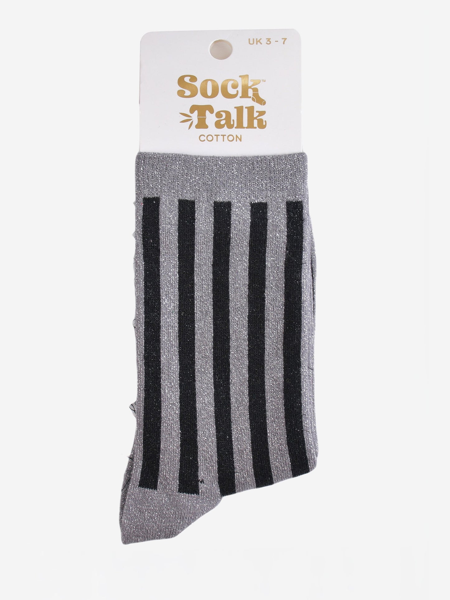 Women's Glitter Socks - Dark Grey/Black, Vertical Stripe