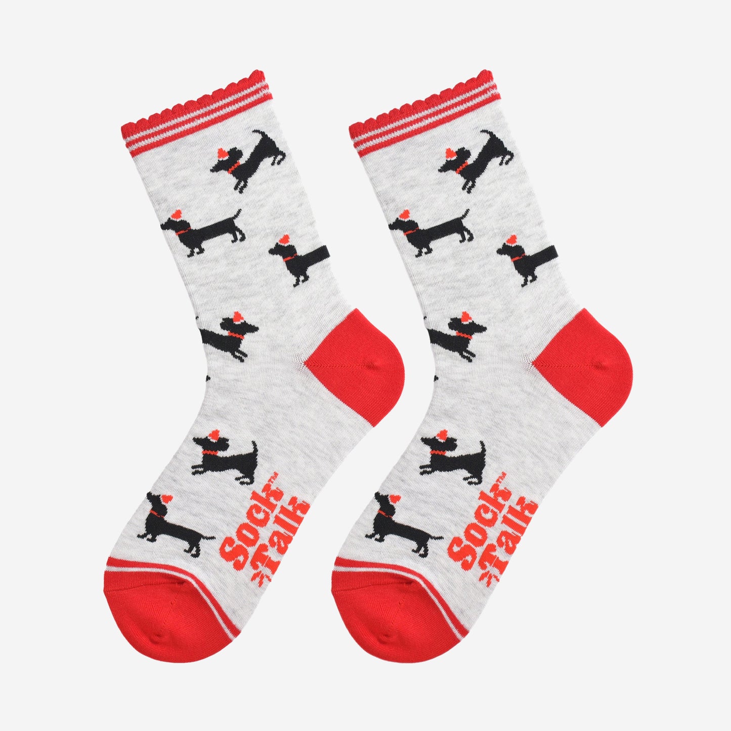 Women's Bamboo Socks - Grey/Red, Sausage Dog Santa