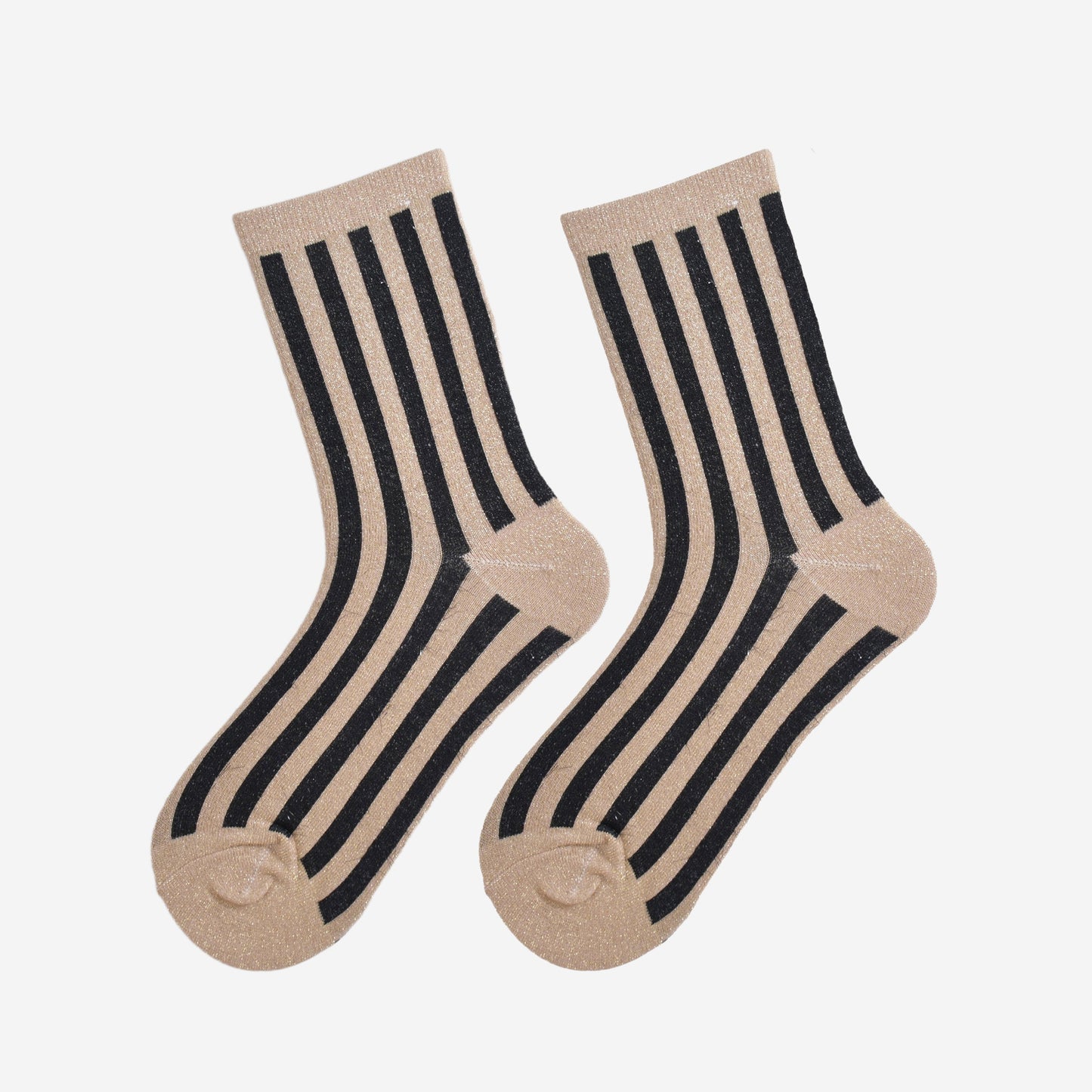 Women's Glitter Socks - Gold/Black, Vertical Stripe