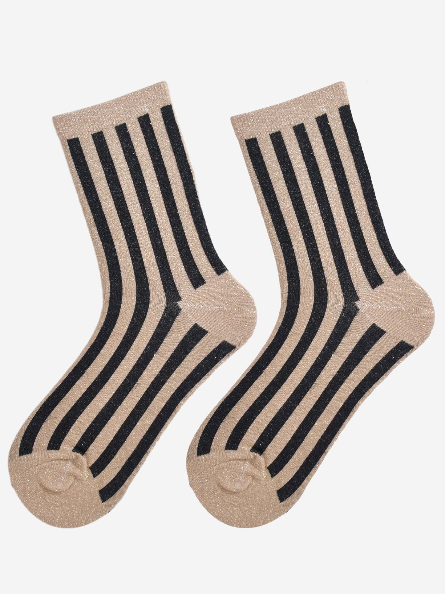 Women's Glitter Socks - Gold/Black, Vertical Stripe