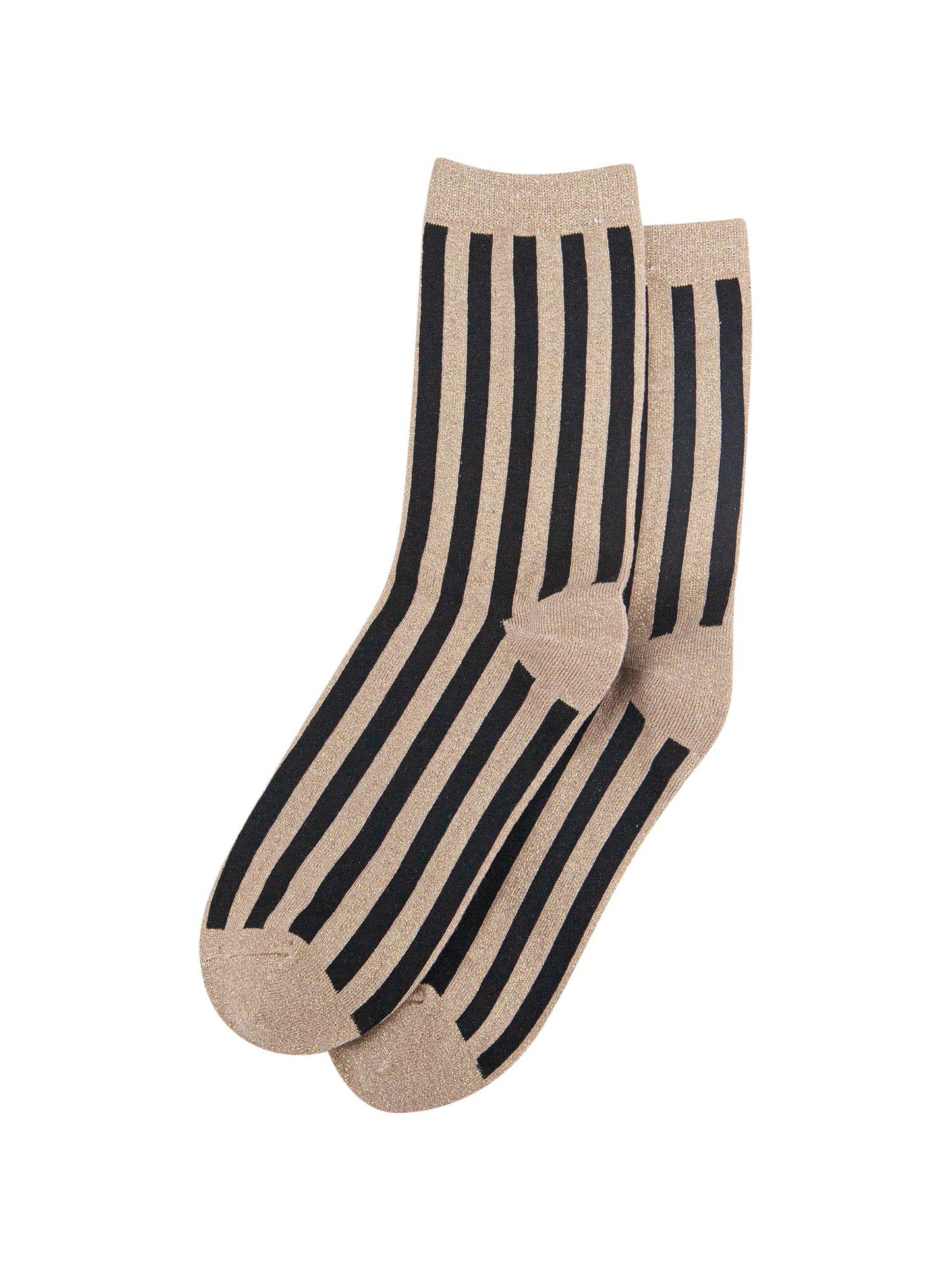 gold and black vertical striped glitter ankle socks